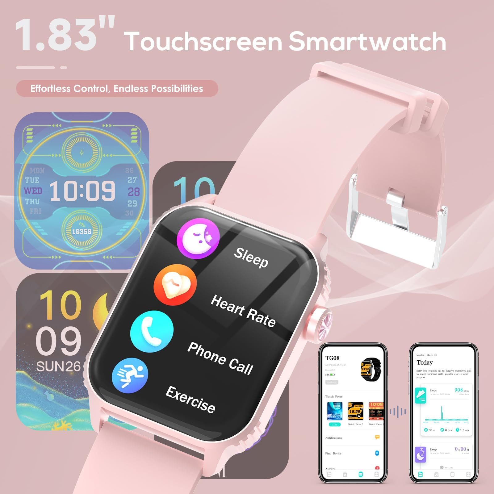 Forrlite 2026 Neues Smartwatch Damen Herren&kabellose Bluetooth-Kopfhörer Set Smartwatch 1.85'' HD Fitnessuhr,Smart Watch for Women mit 200+ Sportmodi,Fitness Tracker mit Herzfrequenz,SpO2,Schrittzähler & Schlafmonitor,IP68 für iOS Android