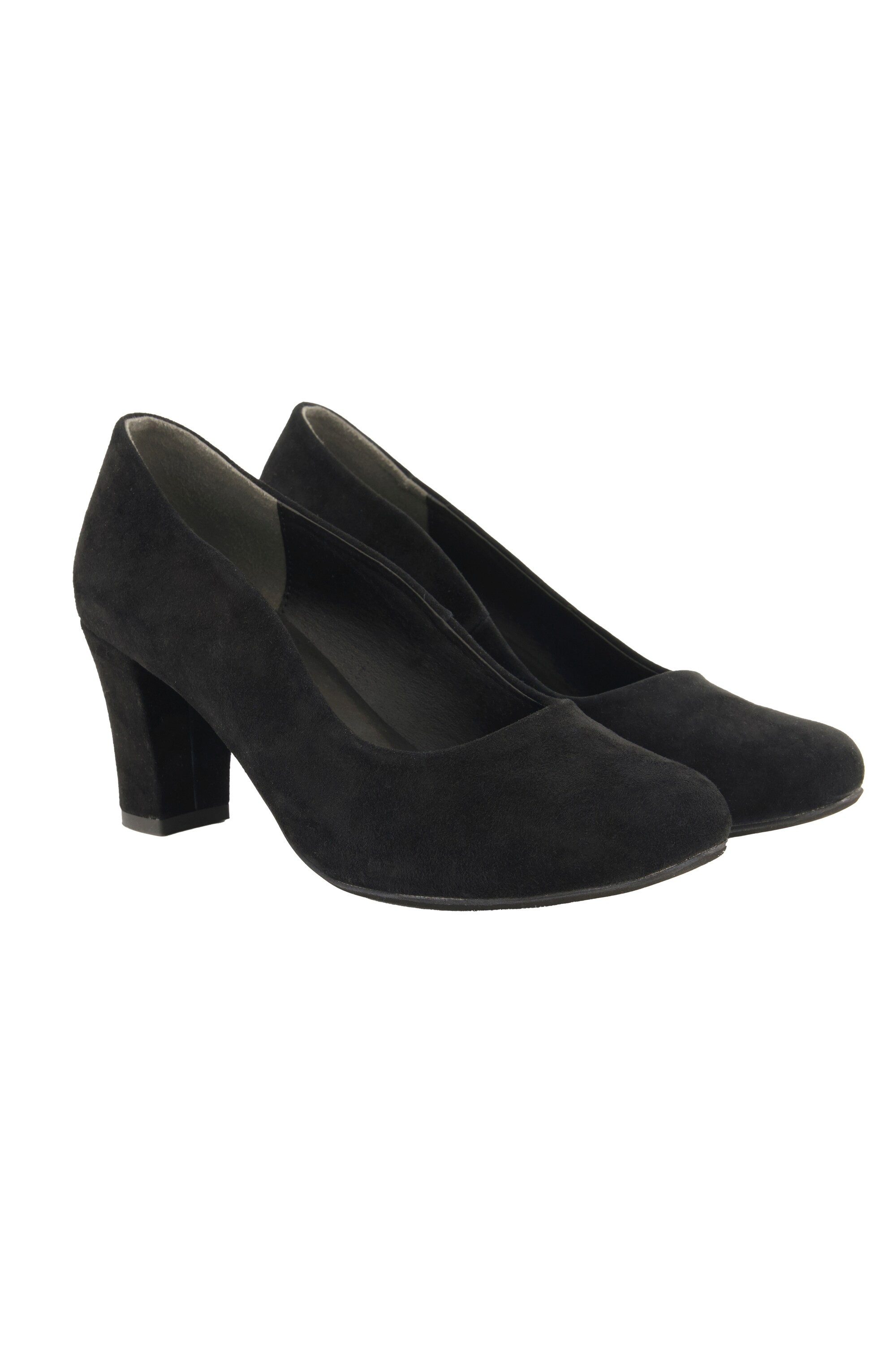 Ulla Popken Veloursleder-Pumps Wellenschnitt Blockabsatz Pumps günstig online kaufen