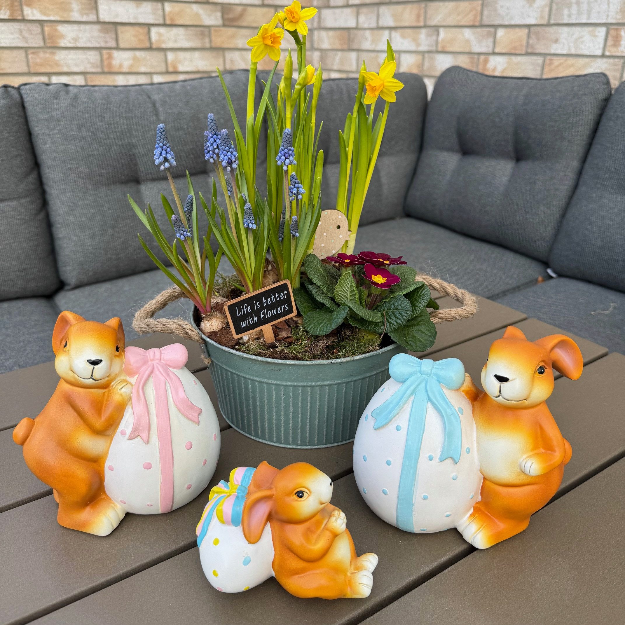 Online-Fuchs Osterhase - Hasenfamilie mit Ostereiern - Gartenfiguren Deko Ostern Frühling (Deko Фигурки, Garten), für den Innen- und geschützten Außenbereich