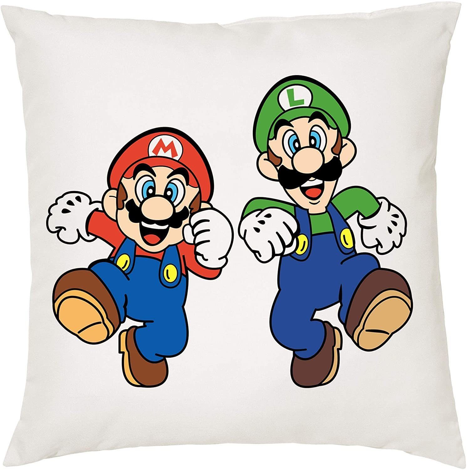 Youth Designz Dekokissen Mario & Luigi Kissen 40x40cm mit Füllung Zierkissen Dekokissen, mit modischem Gaming Print