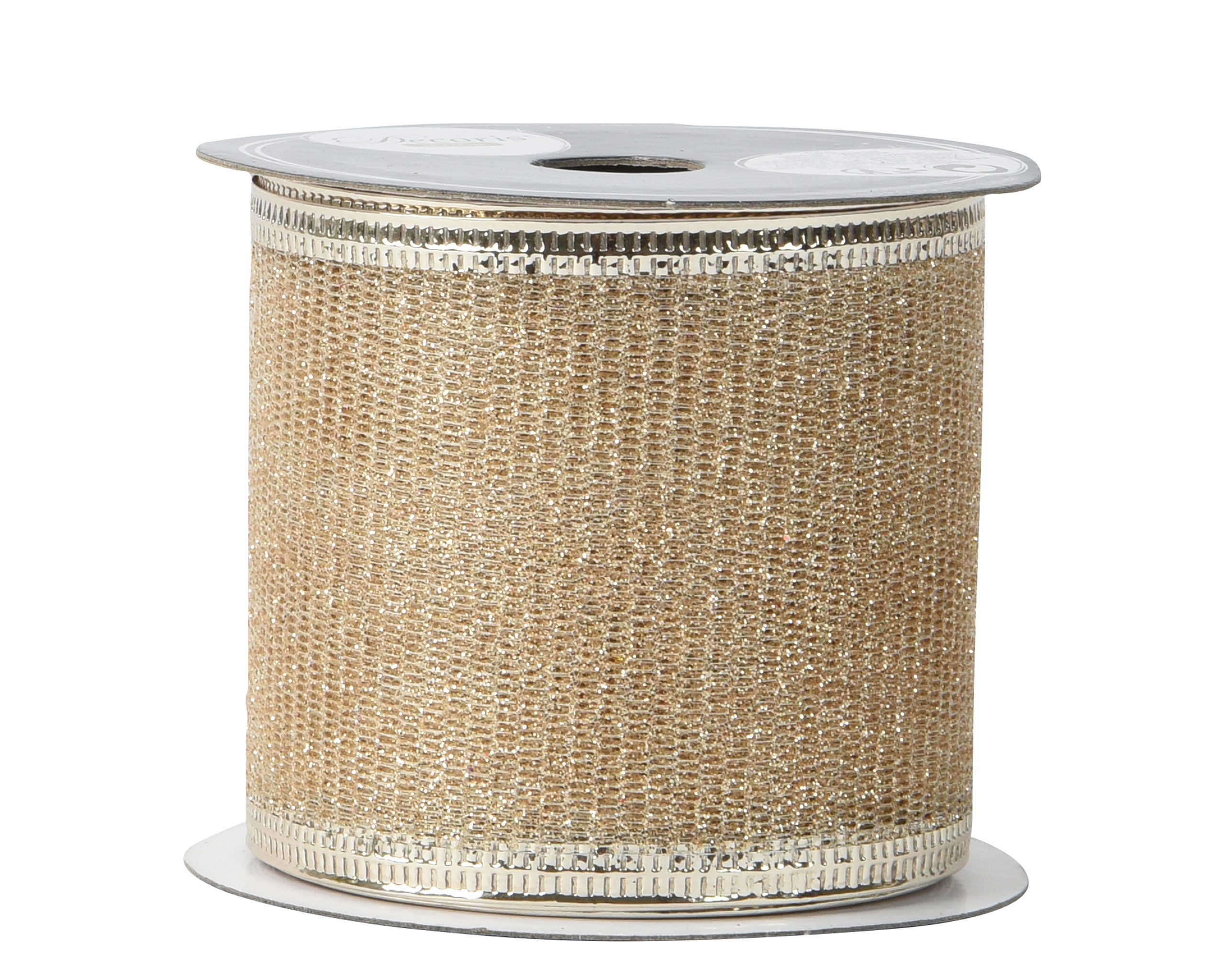 Kaemingk Geschenkband, Glitzerband 63mm x 2,7m Rolle Perle