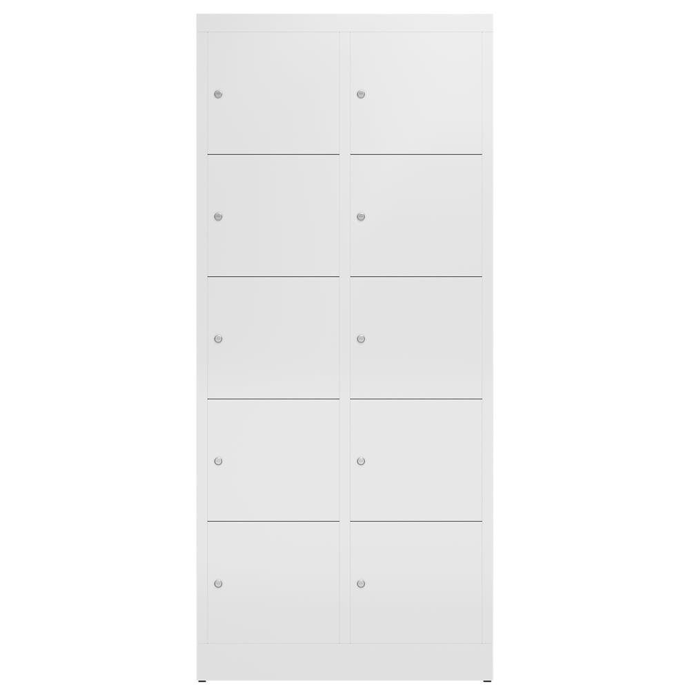 Steelboxx Fächerschrank RAL (1-St) keine komplett 9003 9003 Schließfachschrank Weiß Spindschrank Montage montiert, Korpus: Fächer Türen: | Weiß/ notwendig 10 RAL weiß