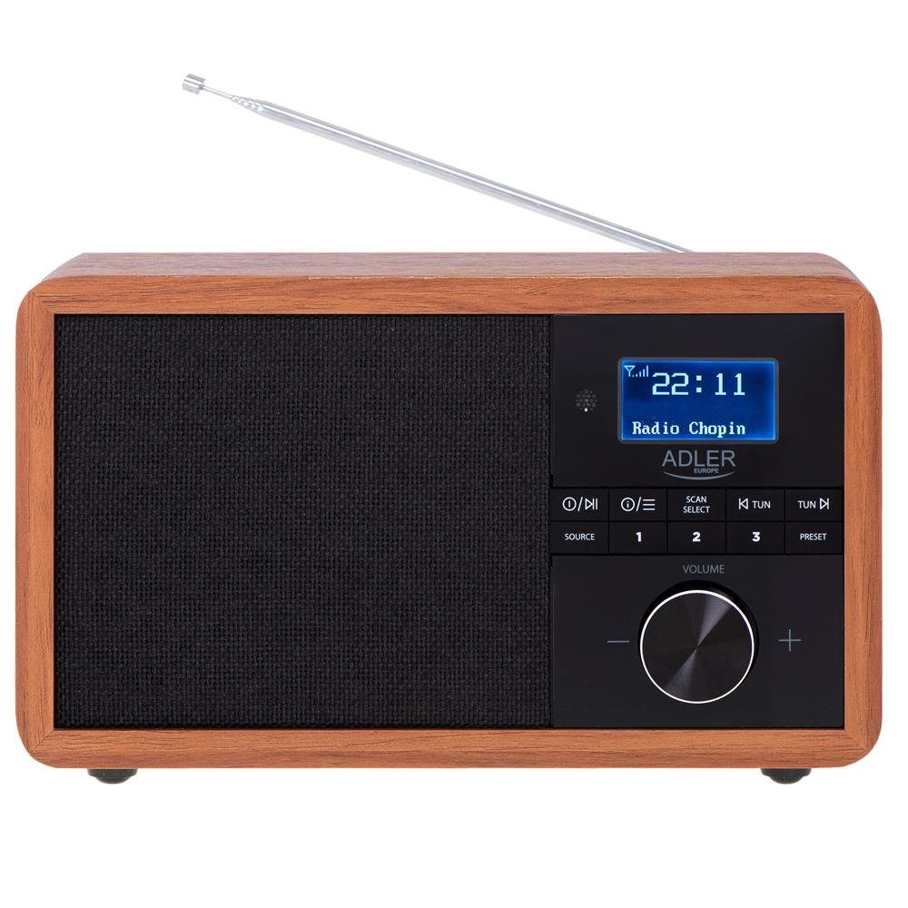 Adler AD 1184 Digitalradio (DAB) (Bluetooth 5.0, FM/UKW, Holzgehäuse, Wecker, Uhr, mit Fernbedienung)