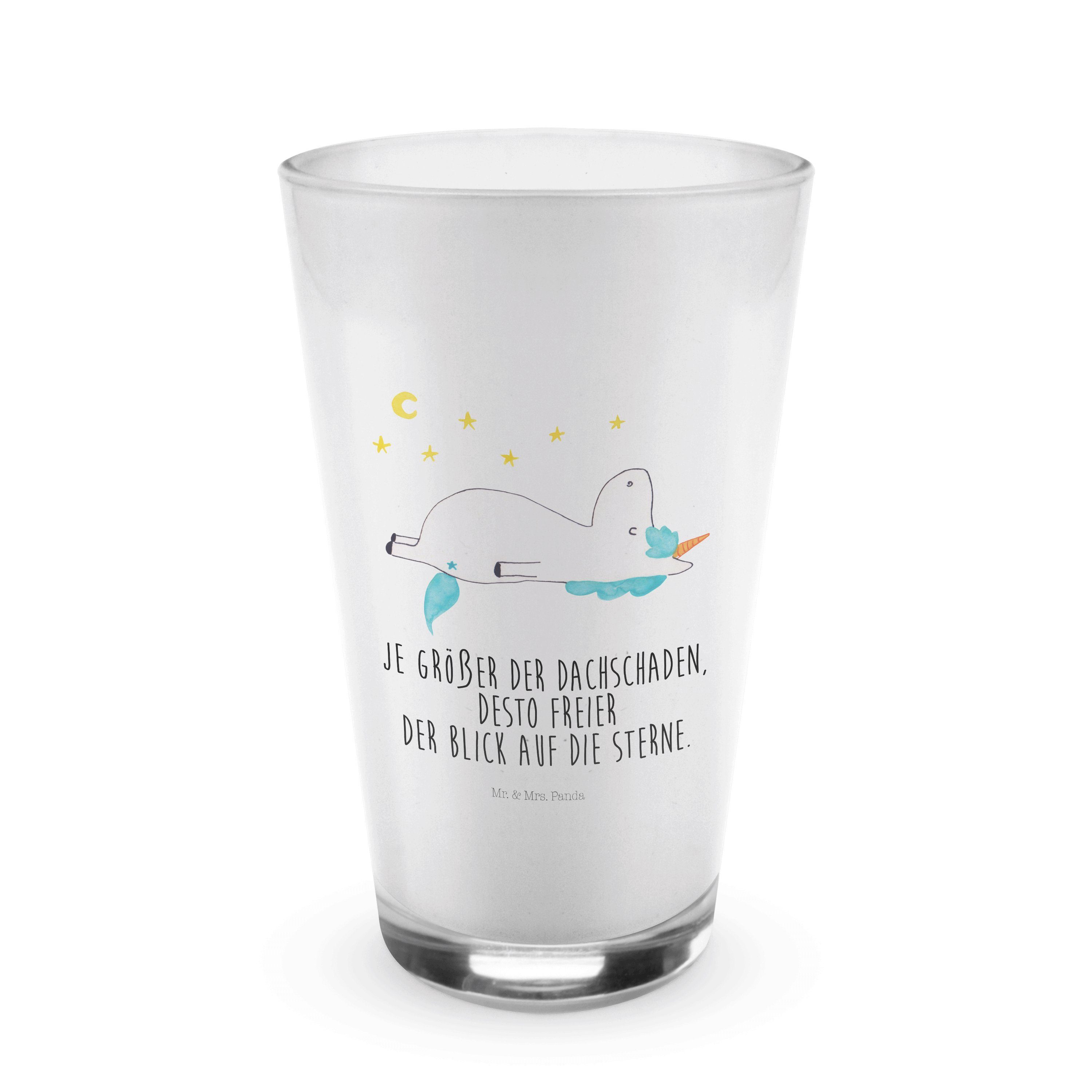 Mr. & Mrs. Panda Glas Einhorn Sternenhimmel - Transparent - Geschenk, Glas, Dachschaden, Ca, Premium Glas