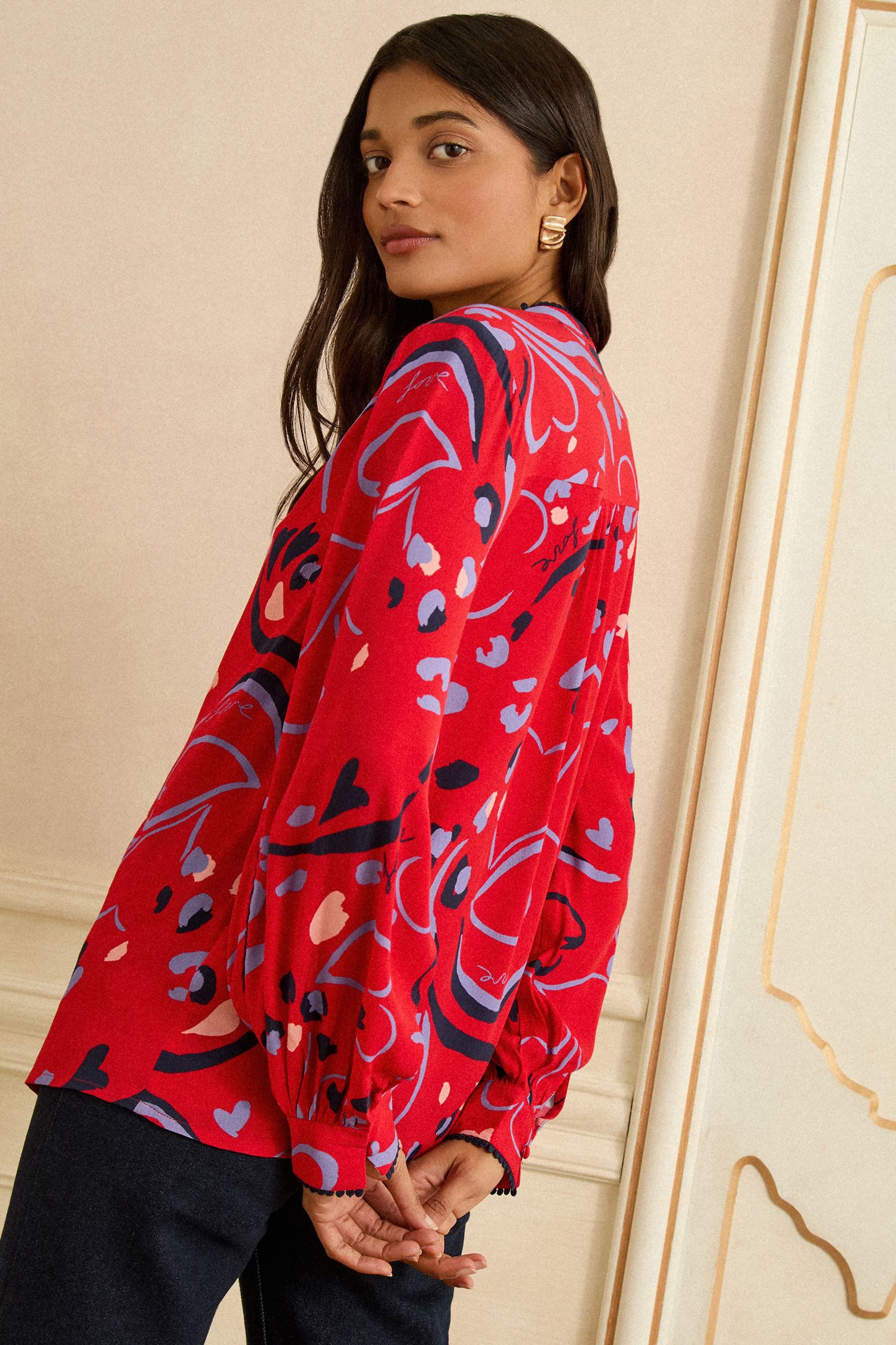 Love & Roses Langarmbluse Love & Roses Bluse mit Kerbausschnitt, Regular (1 günstig online kaufen