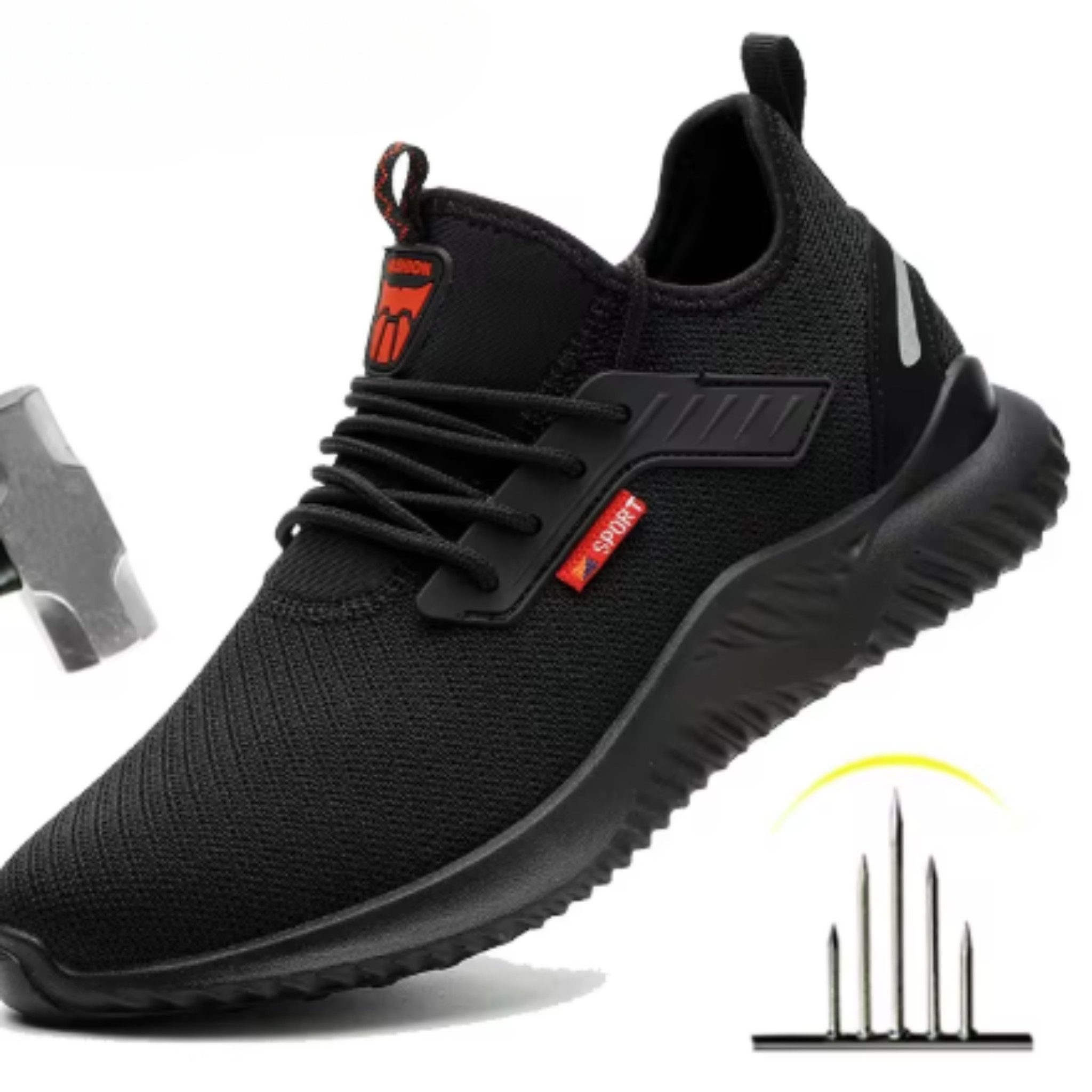 ARMORAX Sicherheitsschuhe mit Stahlkappe unisex, Sicherheitsschuh schwarz Arbeitsschuh (rutschhemmende Sohle) flexibler Sicherheitsschuh mit Stahlkappe