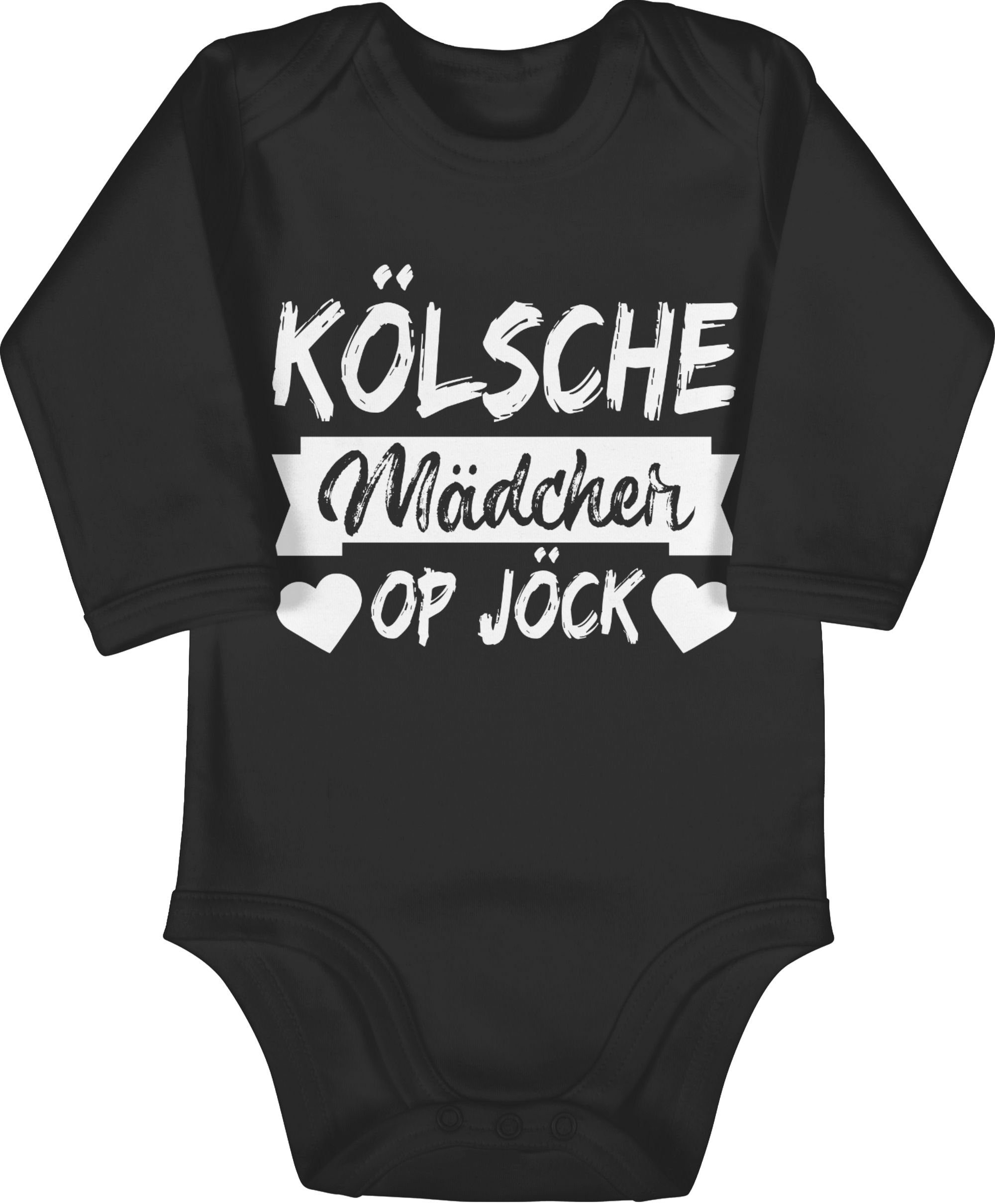 Shirtracer Shirtbody Kölner Sprichwort - Kölsche Mädcher op Jöck - weiß Karneval & Fasching 3 Schwarz