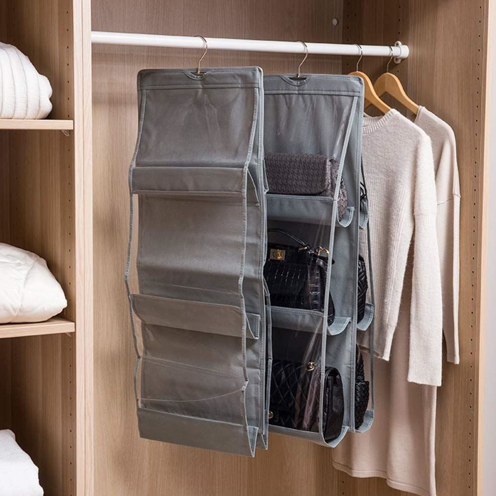 PRIISF Hängeregal Aufbewahrungsbox Hängeorganizer Hängender Handtaschen Organizer Kiste, mit 6 Taschen 8 Taschen, Kleiderschrank Hängeaufbewahrung Regal Stoffschrank Wandtasche