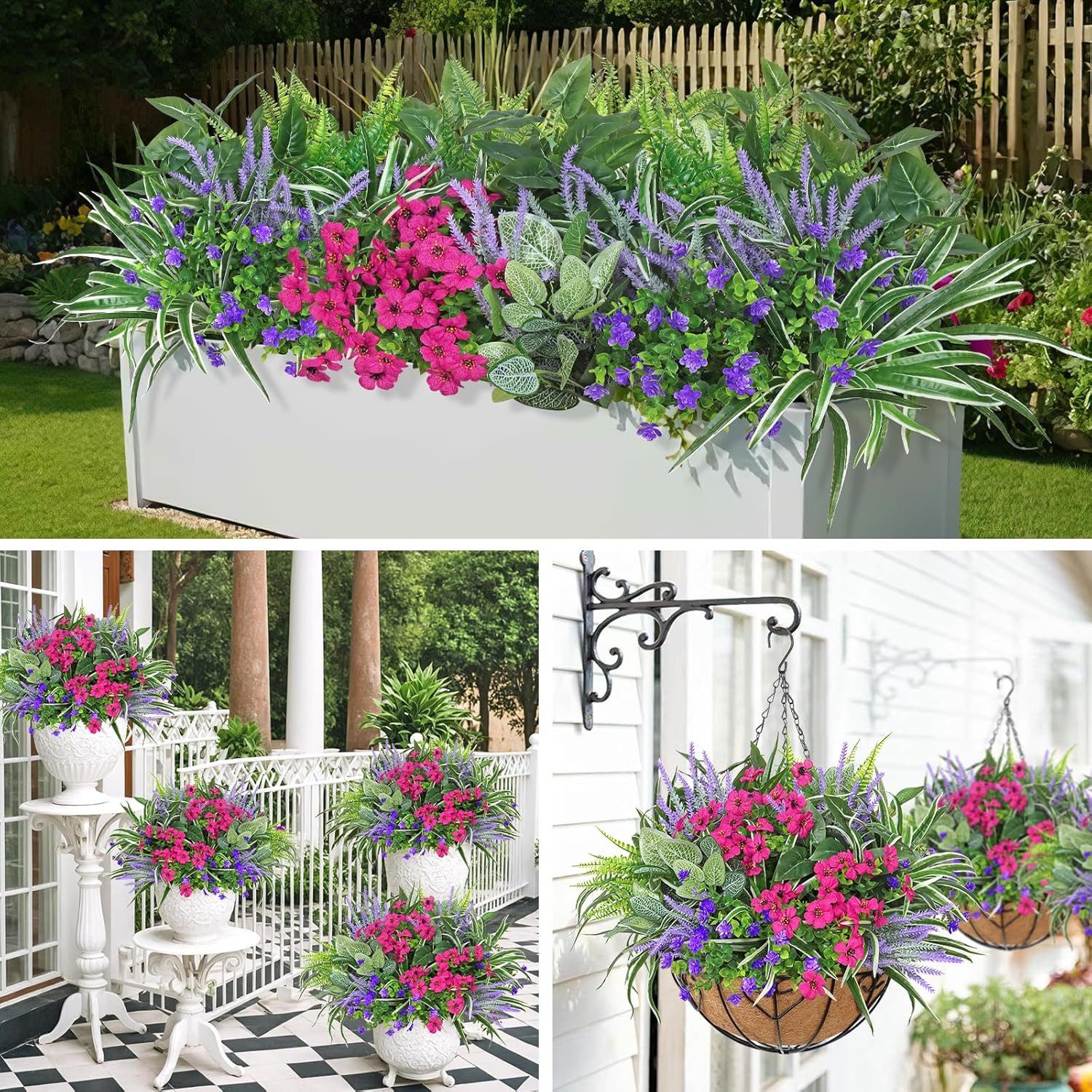 Kunstblumenstrauß Künstliche Blumen Balkon Kunstblumen Wetterfest Kunstpflanzen, Coonoor, für Balkonkasten Innen Außenbereich Outdoor Garten Deko – Bild 4 von 5