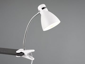 meineWunschleuchte LED Klemmleuchte, Dimmfunktion, LED wechselbar, Warmweiß, Arbeitsplatzleuchte Leselampe Schwanenhalslampe Nachttisch Weiß 36cm