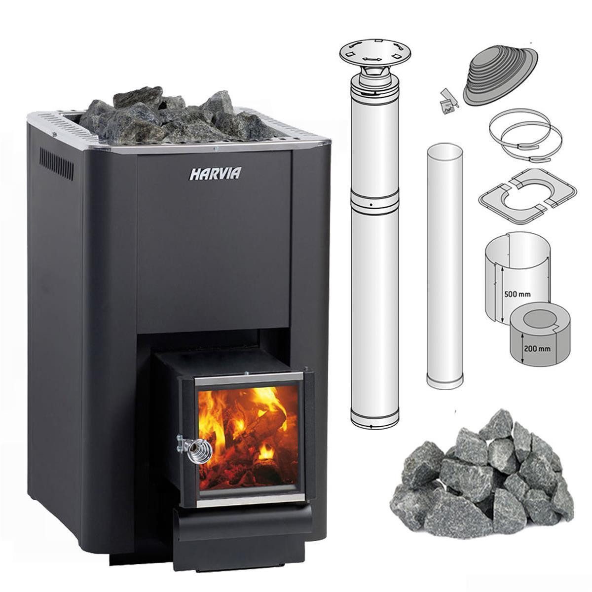 Saunaofen Set Saunaofen Harvia 20 Pro SL Inkl. Steine Und Schornsteinsystem