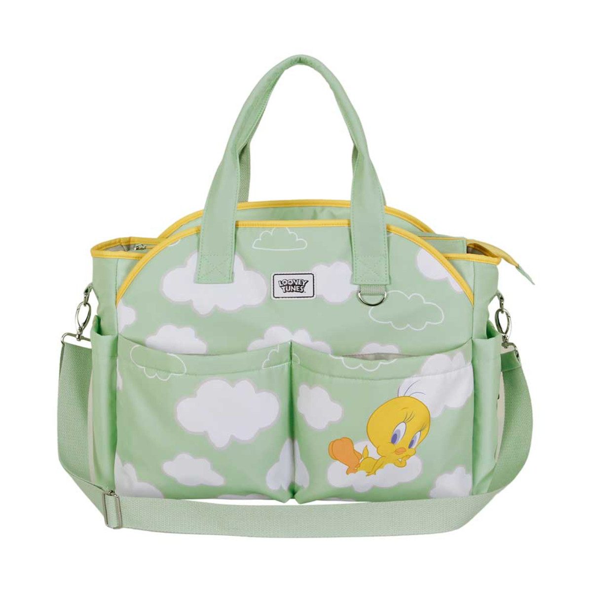 LOONEY TUNES Wickeltasche Tweety Grün mit Fächern für Reise und Ausflug