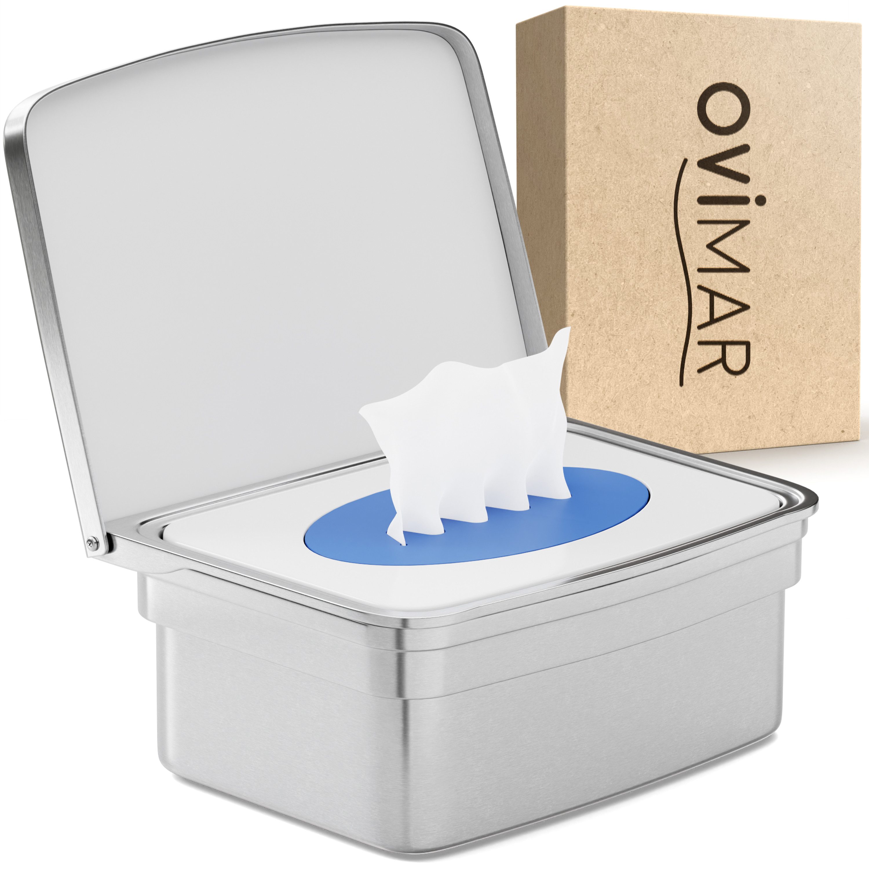 ovimar Feuchttücherbox (1 St), aus Edelstahl in Silber zur Zum Kleben