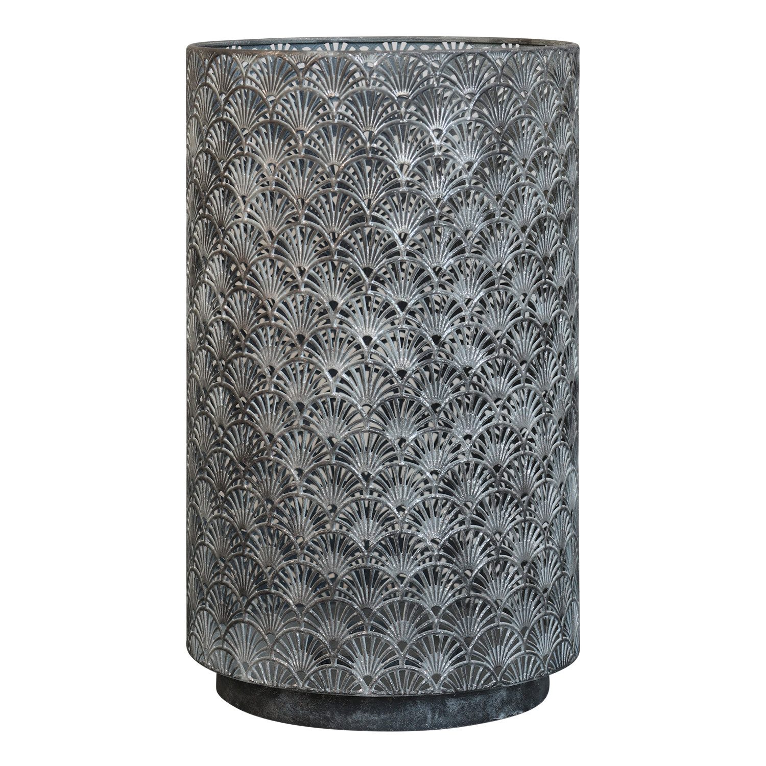 Macosa Home Kerzenlaterne Laterne Metall Grau 50 cm Dekolaterne Dekoleuchte Gartendeko Deko (Dekoleuchte Leuchte Dekolampe), Metalllaterne modern gemustert Deko freistehend