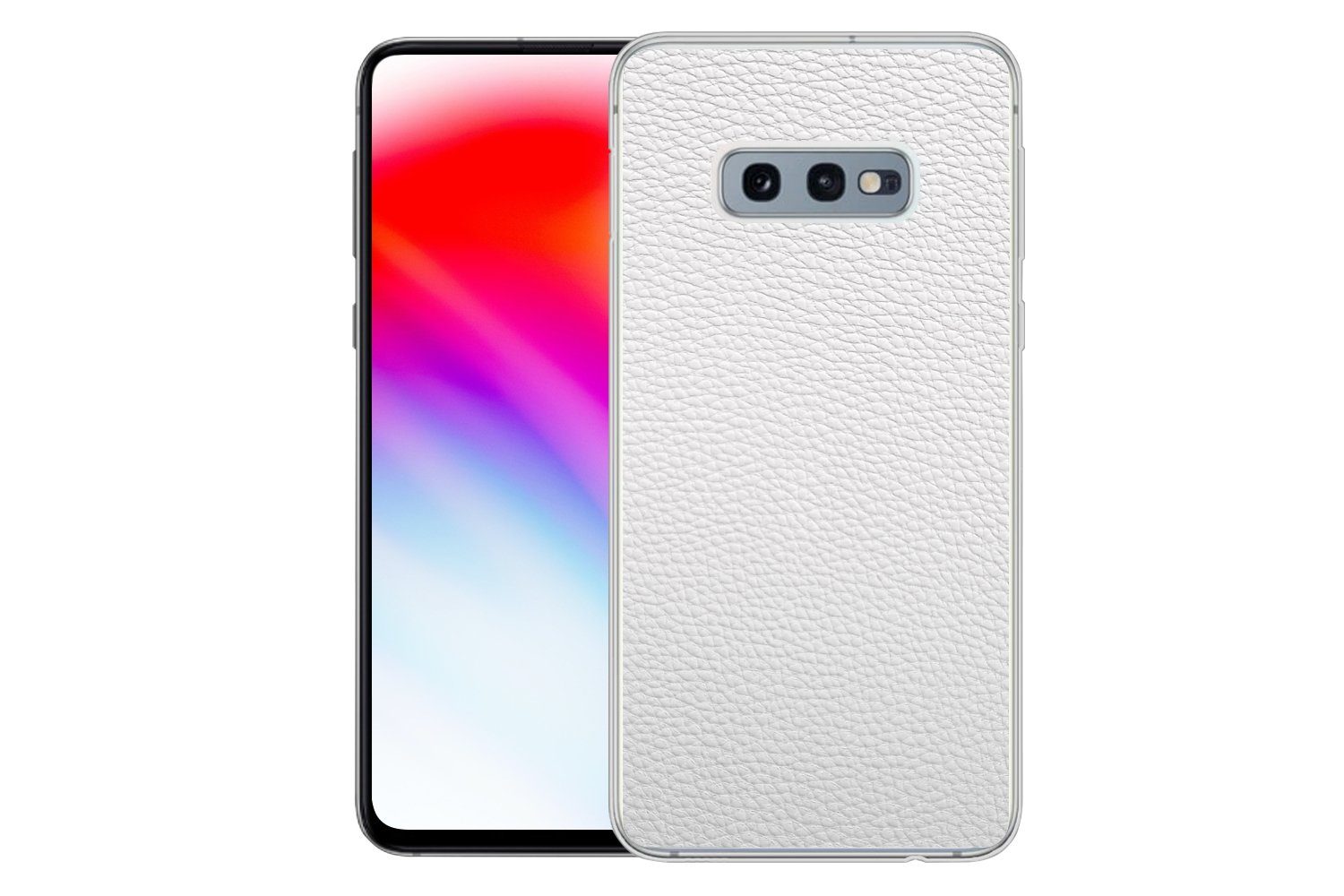 MuchoWow Handyhülle für Samsung Galaxy S10e Leder - Strukturiert - Leder-Optik - Weiß, Phone Case, Silikon, Schutzhülle Dünn