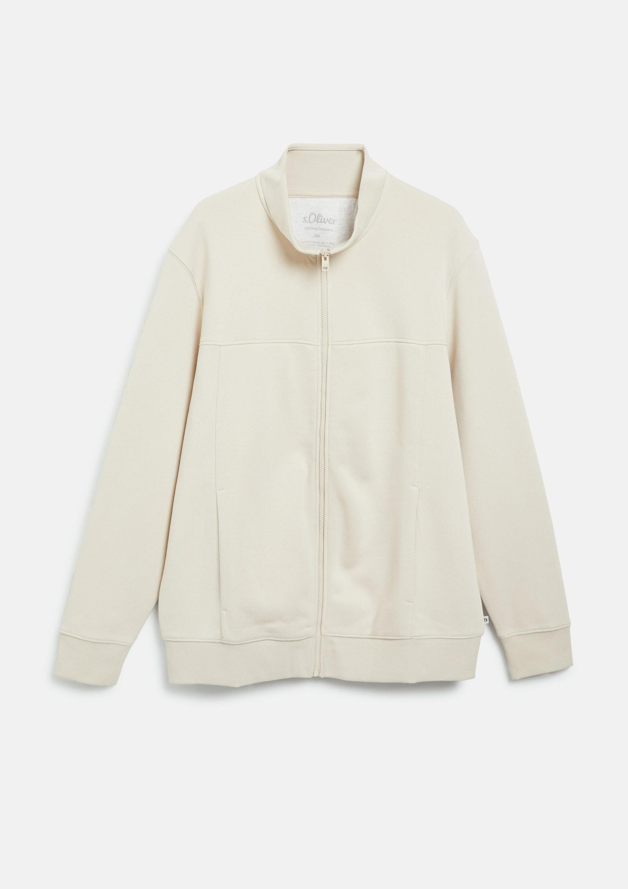 s.Oliver Sweatjacke Sweatshirt Jacke Sweatjacke mit Stehkragen und Eingrifftaschen