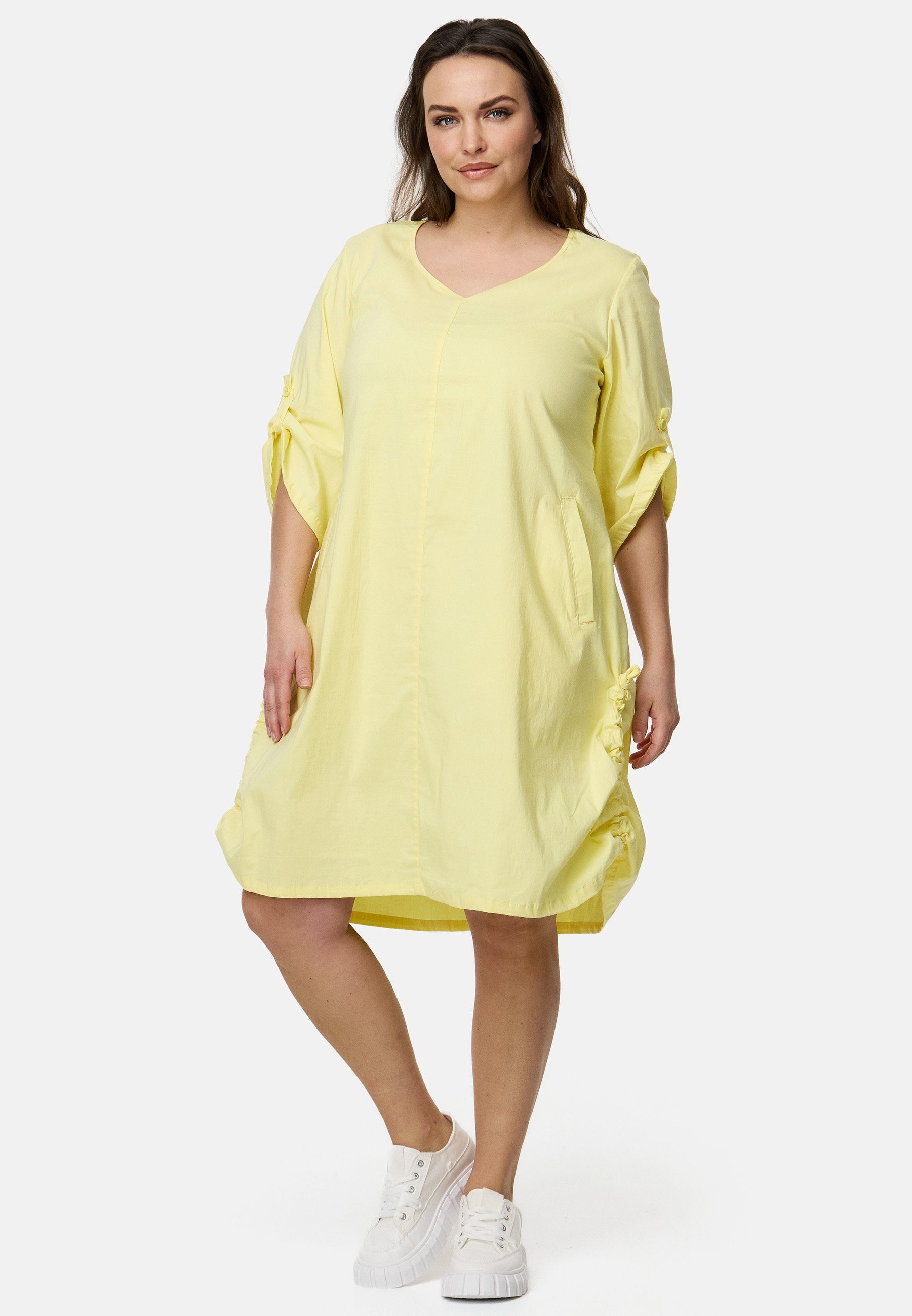 Kekoo A-Linien-Kleid Kleid - V-Ausschnitt - 3/4-Ärmel mit Stretchanteil 'Celia'