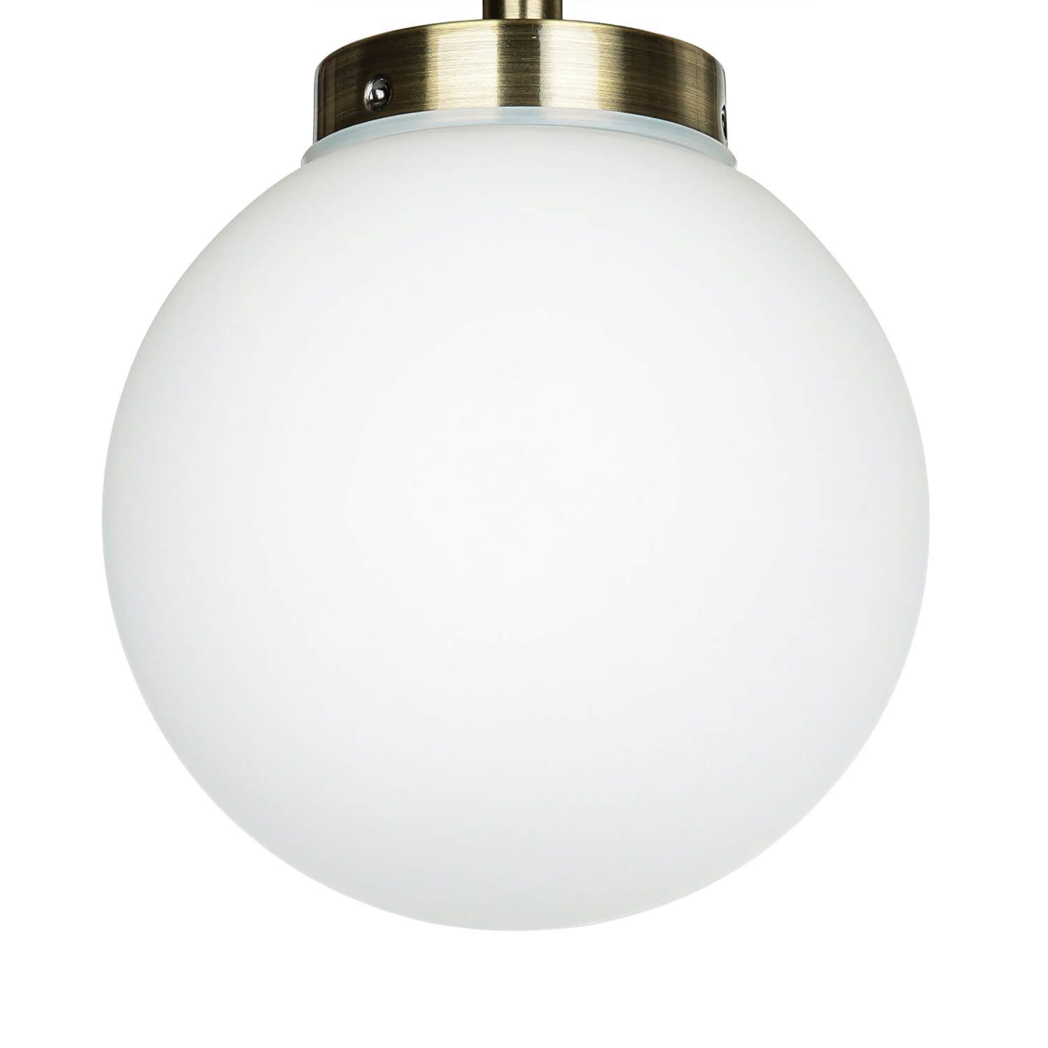 Licht-Erlebnisse Deckenleuchte TOHO, ohne Leuchtmittel, Badlampe Decke in Messing Weiß Kugelschirm
