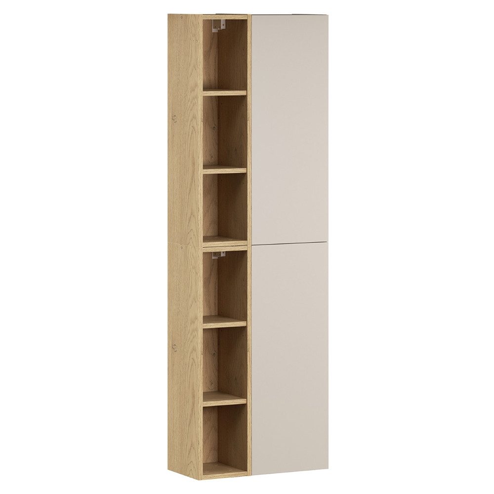 Lomadox Hochschrank DURANGO-56 50 cm breit in Eiche und kaschmir, 6 offene Fächer, 2 Türen