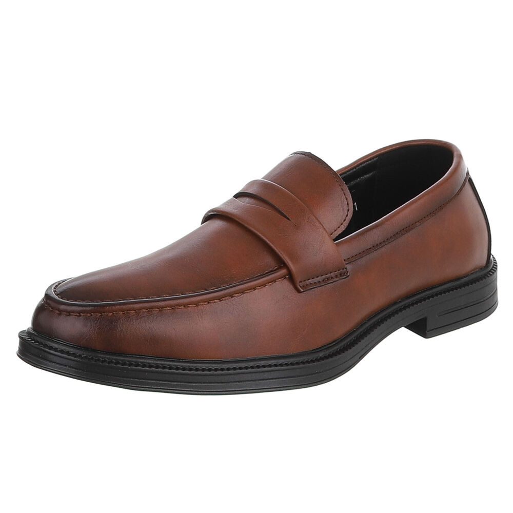 Coolwalk Herren Slip-On Schuh mit Riemen, casual elegant Slipper (91917820) Blockabsatz Slipper in Camel
