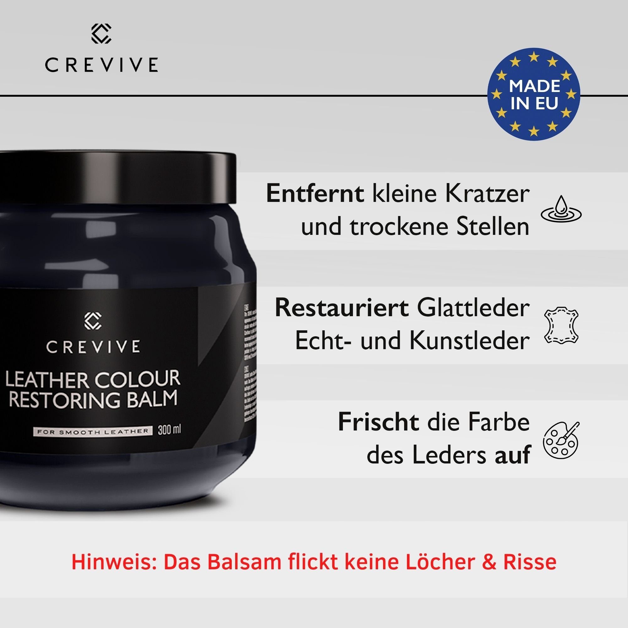 CREVIVE Lederpflege (1 St., Lederreparatur, sehr ergiebig), 300 ml Leder Reparatur, Lederreparatur Auto, Sofa, Couch