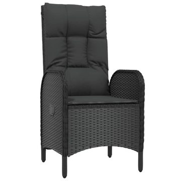 vidaXL Garten-Essgruppe 9-tlg. Garten-Essgruppe mit Kissen Schwarz Poly Rattan, (9-tlg)