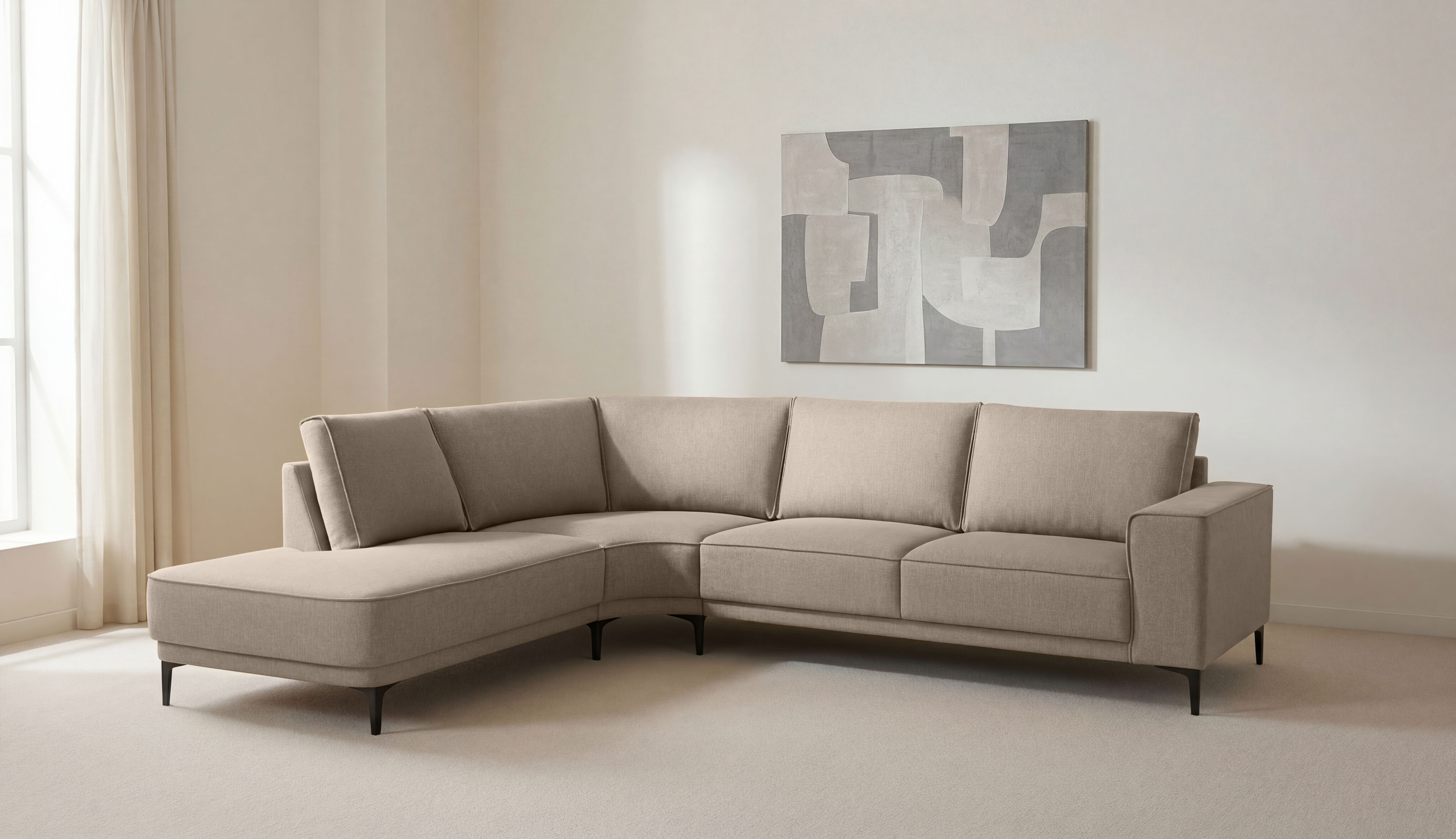 OTTO home Ecksofa Casina, mit abgerundeter Ottomane, in einem weichen Chenille-Stoff