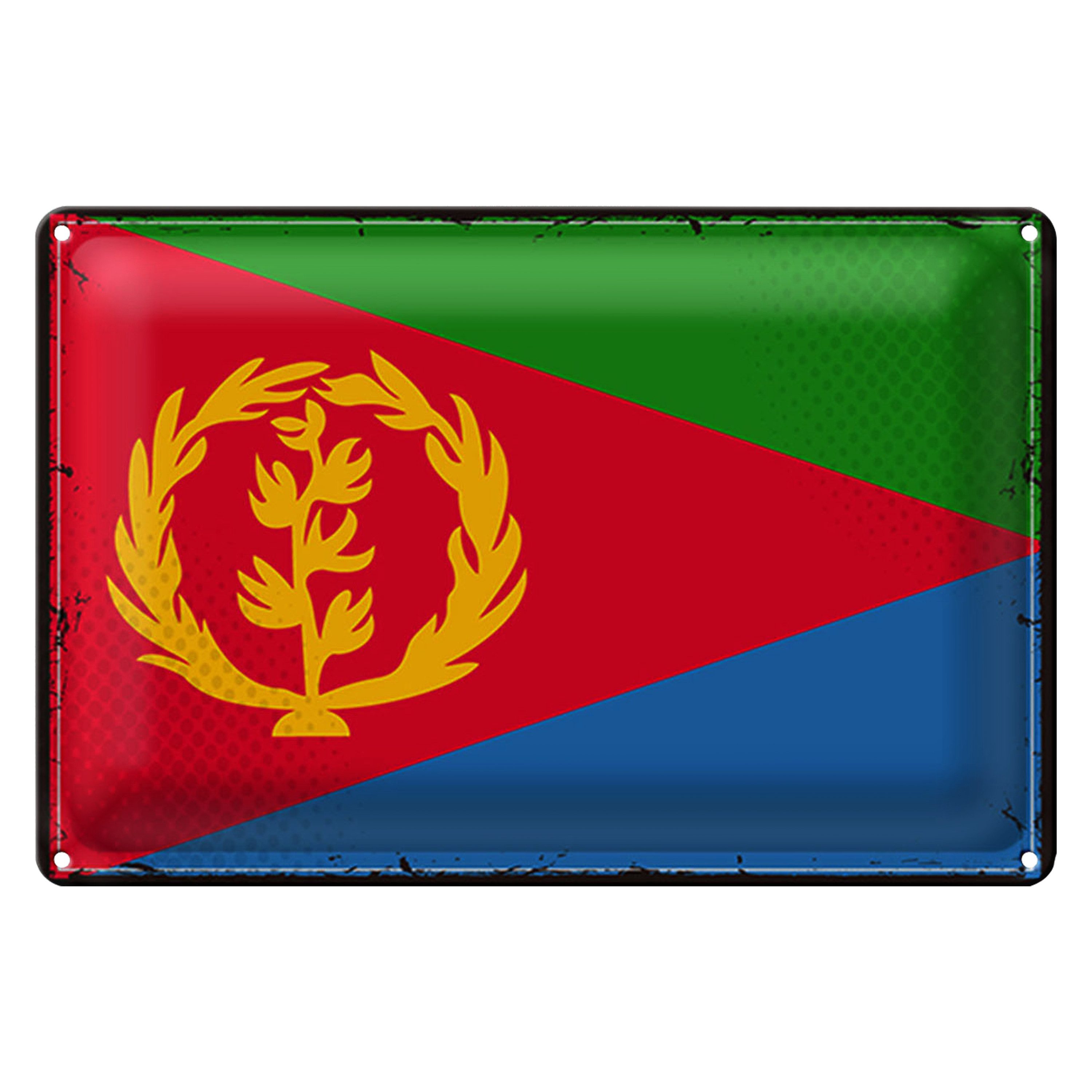 Metallschild Blechschild Flagge Eritrea 30x20cm Retro Flag of Eritrea