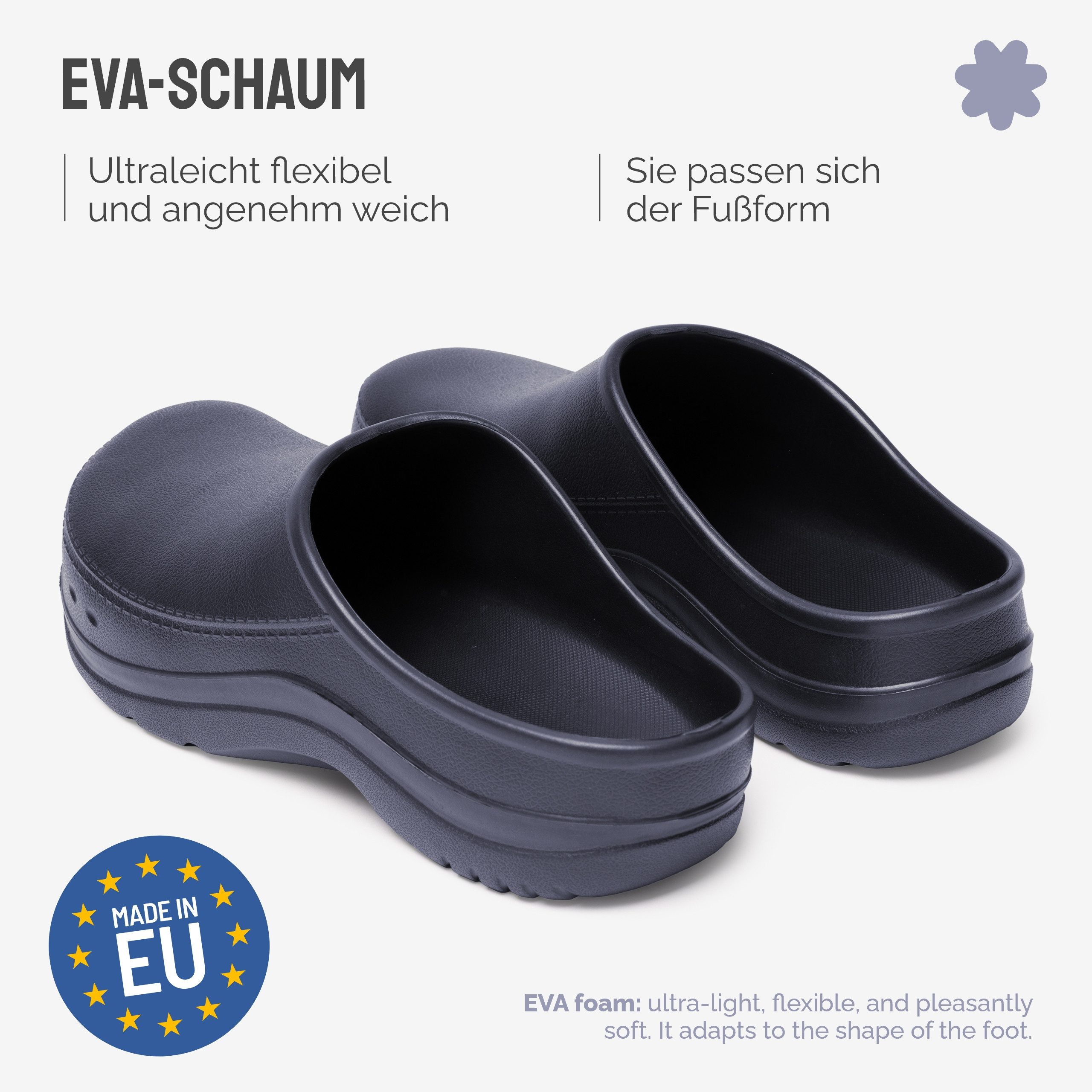 Ladeheid Gartenclogs für Damen Ultraleicht EVA Gartenschuhe LA-CA-25 Clog (37 EU, Marineblau) Wasserdicht & Flexibel