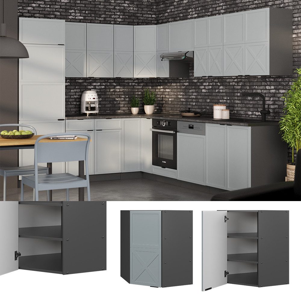 Vicco Eckhängeschrank Fame-Line, Hellblau-grau/Anthrazit, 57 cm günstig online kaufen