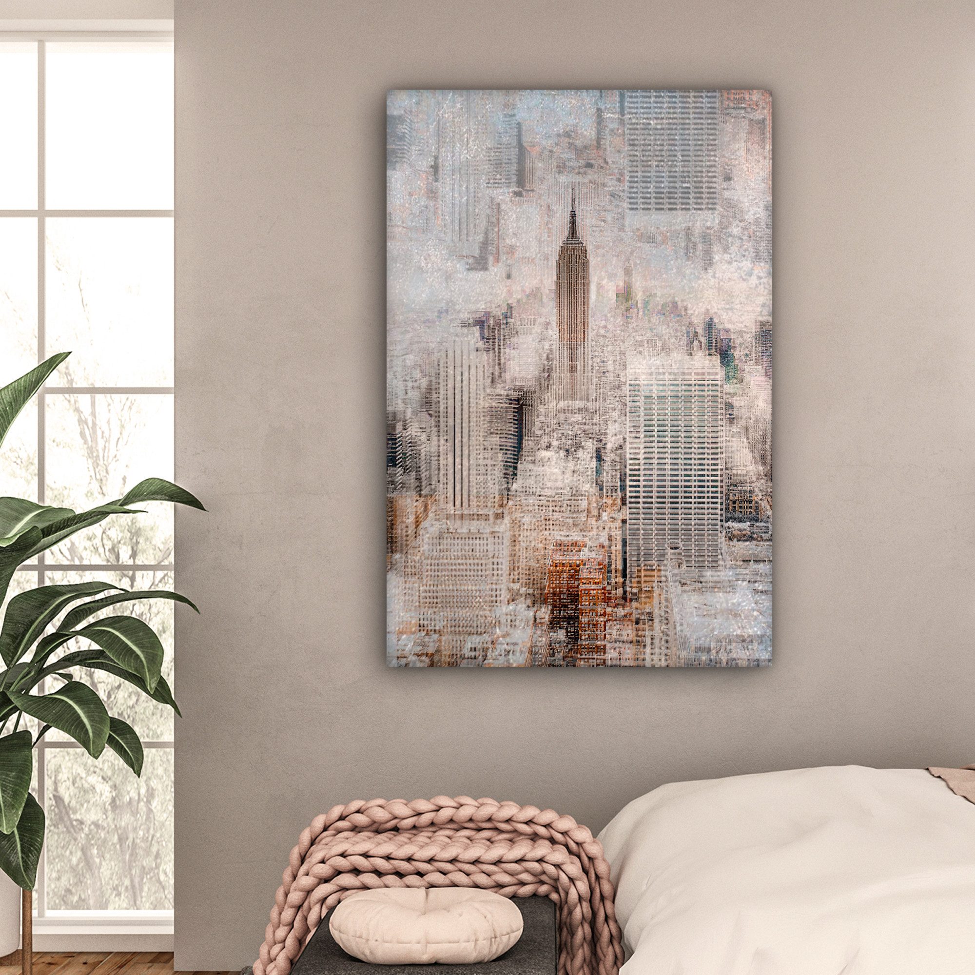 OneMillionCanvasses® Leinwandbild New York - Stadt - Skyline - Bauwerke - Kunst, Fotodruck (1 St), Bilder groß Wohnzimmer Schlafzimmer 80x120 cm