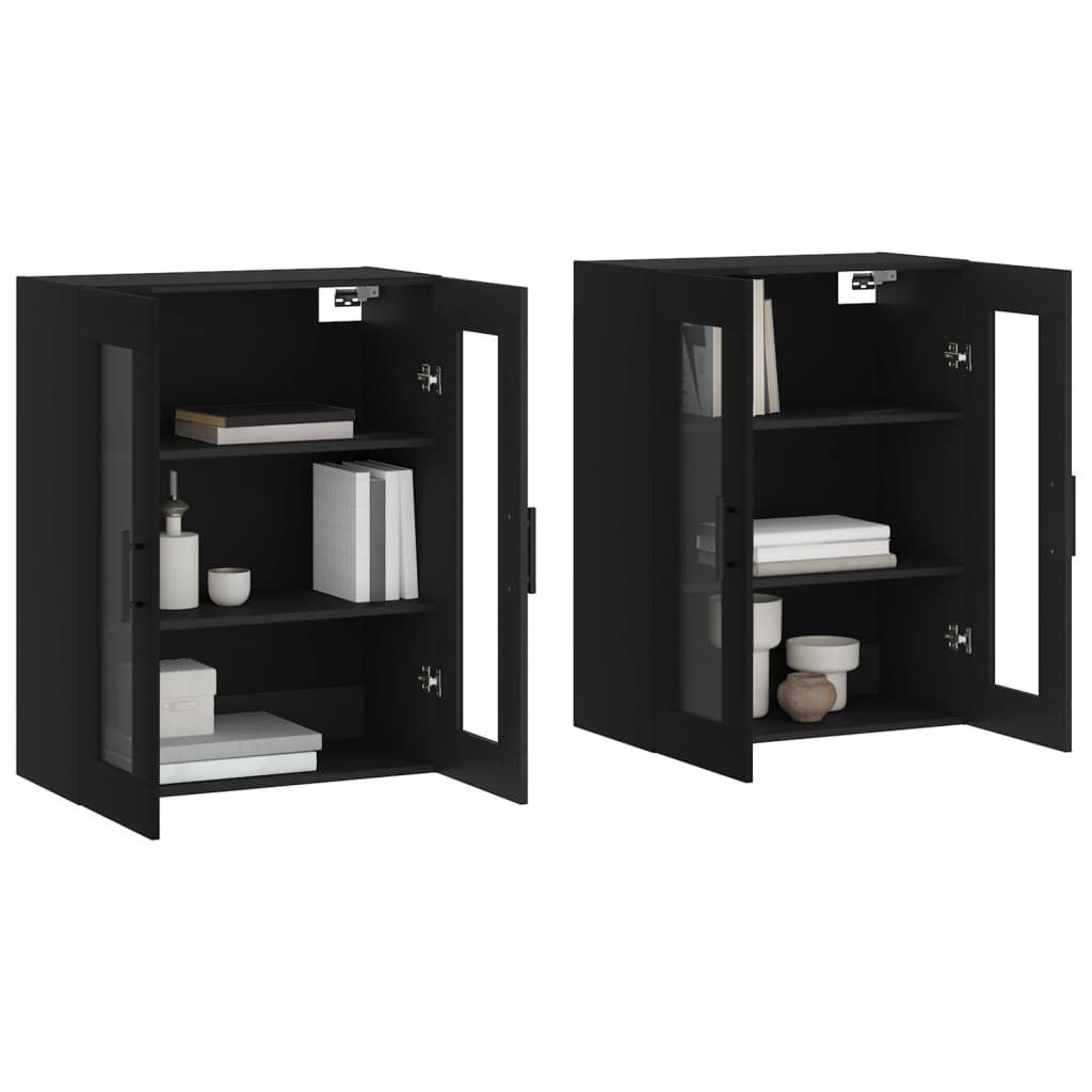 vidaXL Sideboard Wandschränke 2 Stk. Schwarz günstig online kaufen