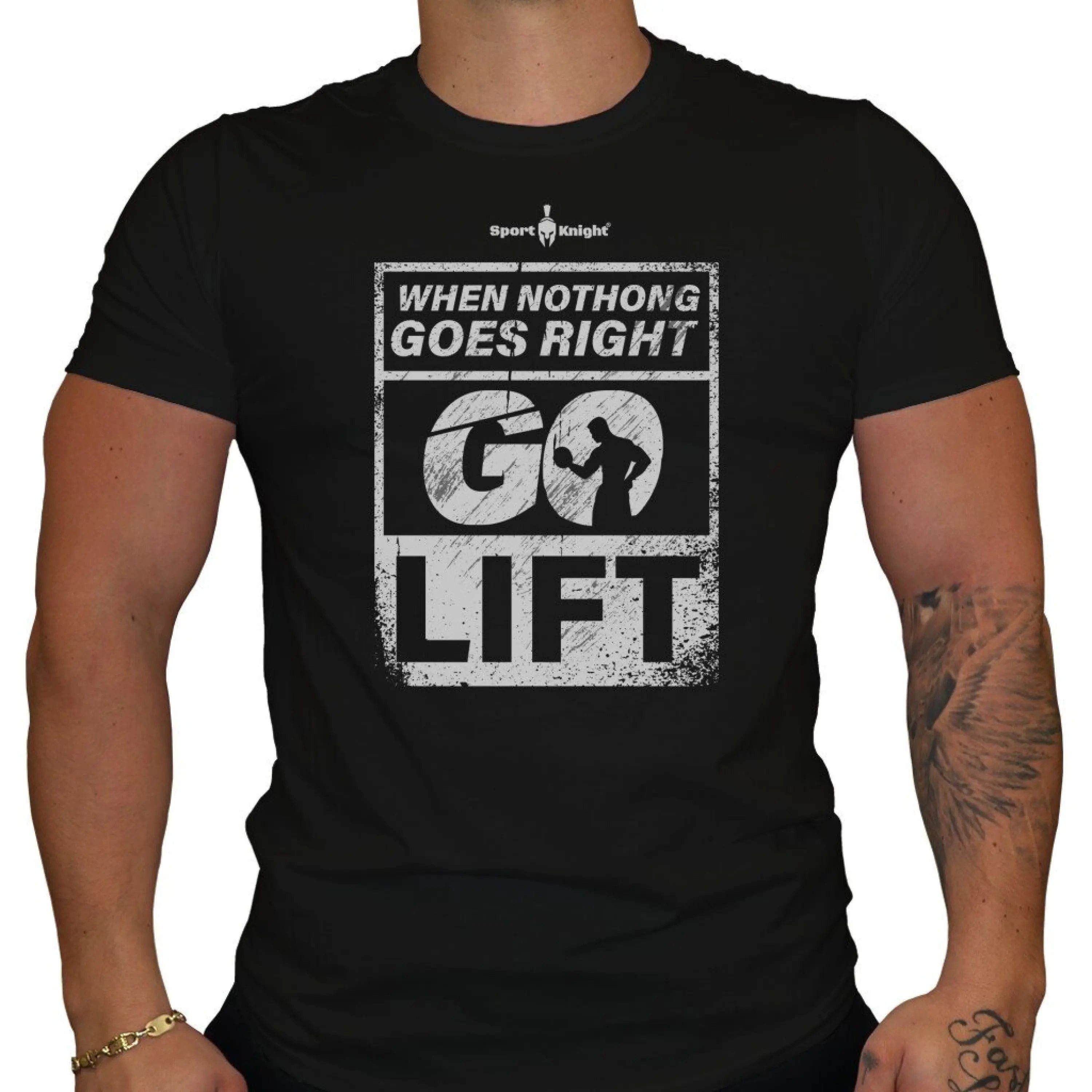 T-Shirt Sport-Knight® Herren Fitness T-Shirt "When Nothing Goes Right Go Lift"