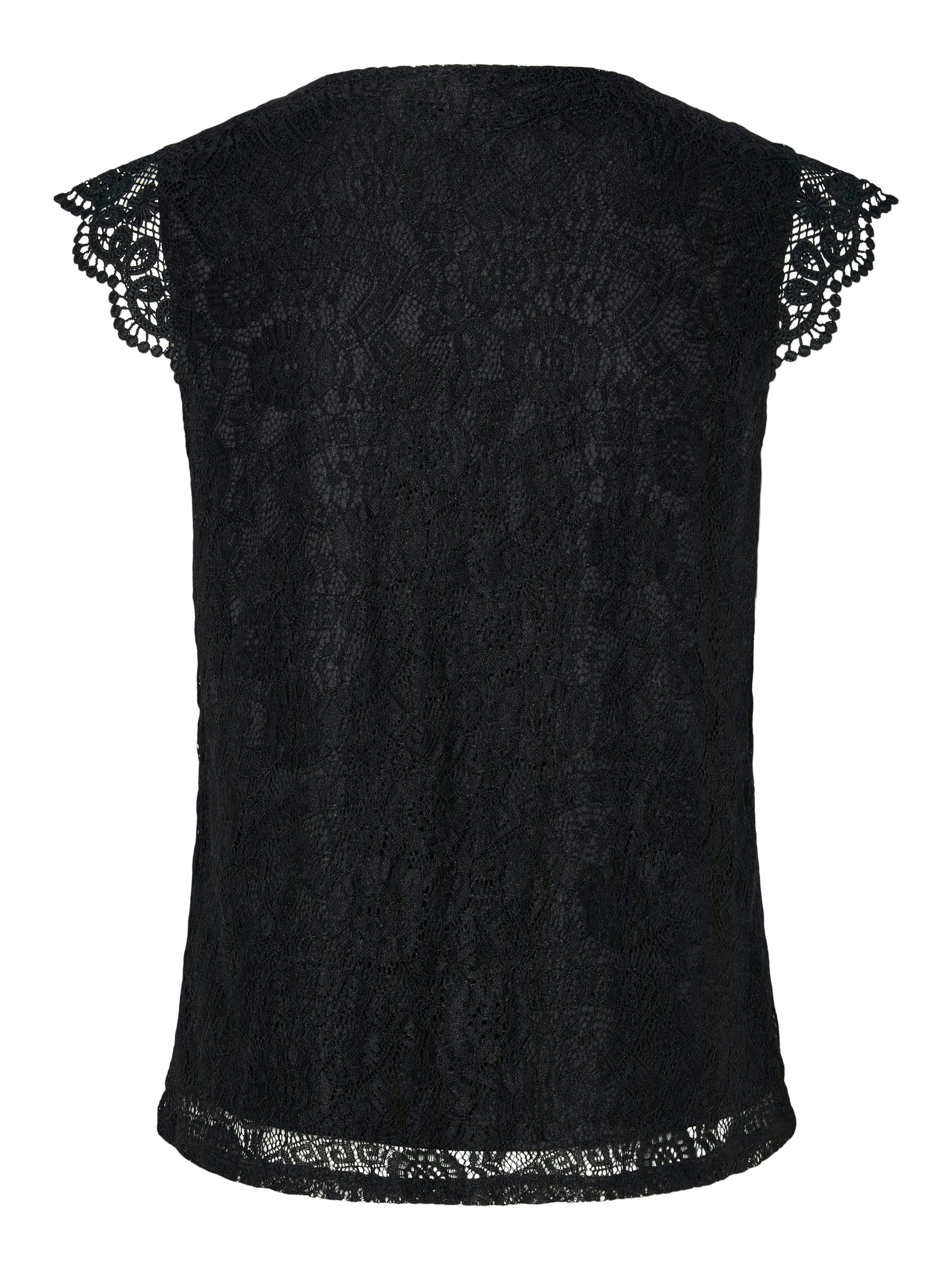 pieces Spitzentop PCOLLINE SL LACE V-NECK günstig online kaufen