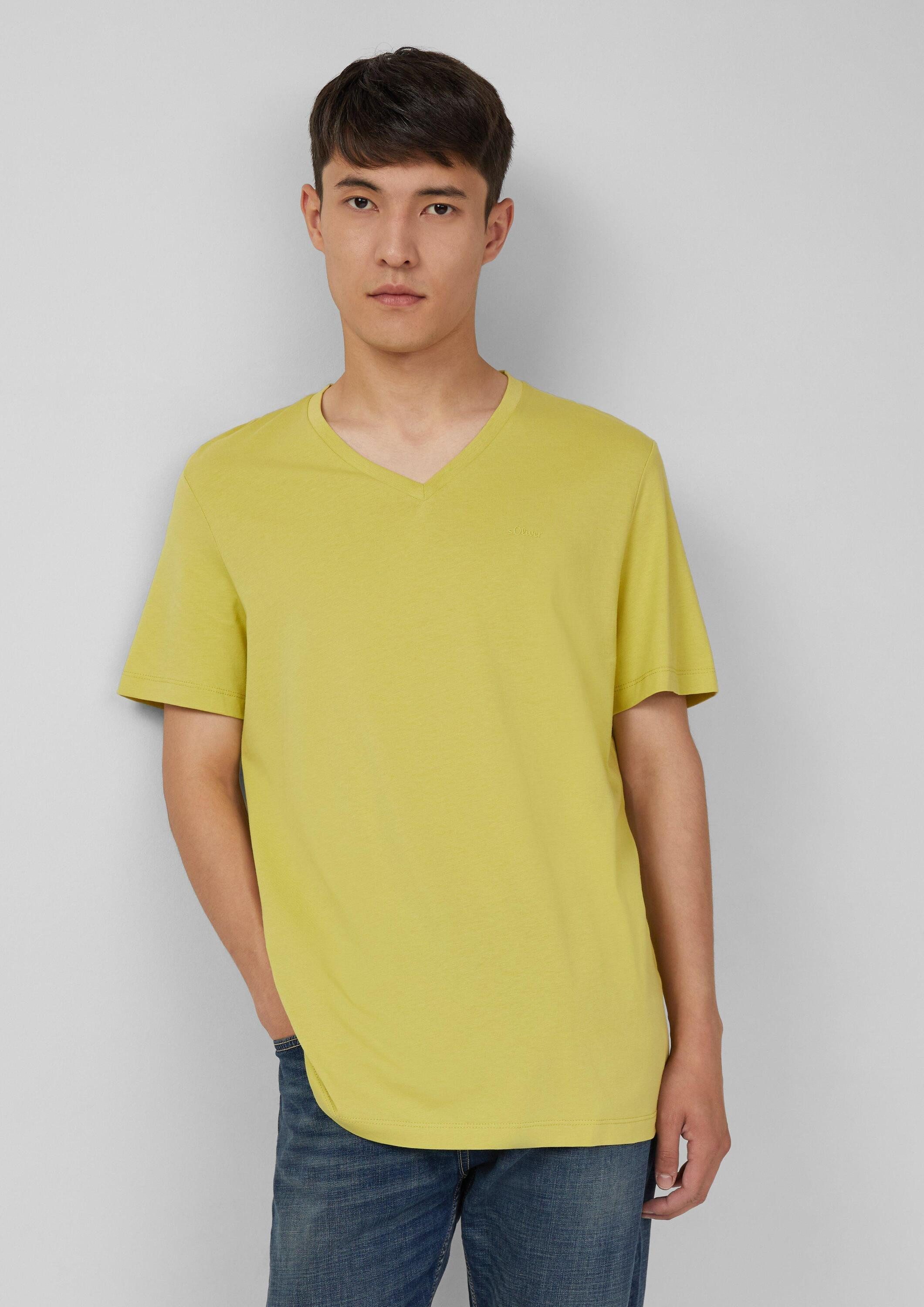 s.Oliver Kurzarmshirt T-Shirt Baumwoll-T-Shirt mit V-Ausschnitt günstig online kaufen