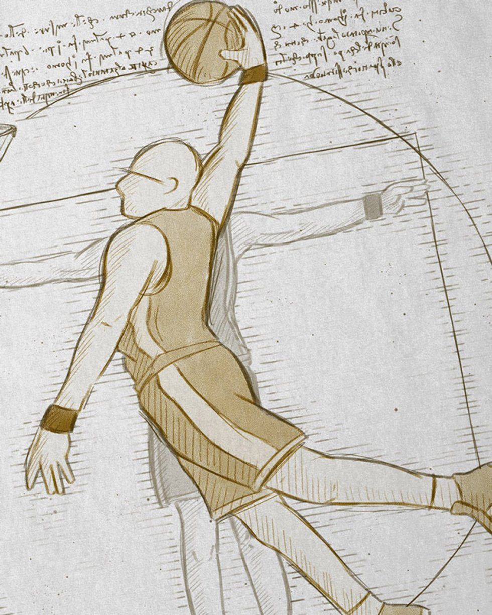 style3 T-Shirt Vitruvianischer Basketballspieler korb da vinci mensch baske günstig online kaufen