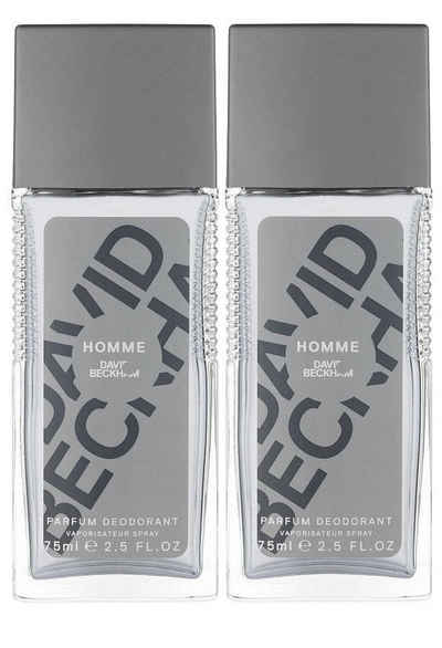 DAVID BECKHAM Duft-Set Homme Parfum Spray Deodorant Herren Männer 75ml -, 2-tlg., Herrenduft Duftspray Männerduft Duft Geschenk frischer Duft Parfüm