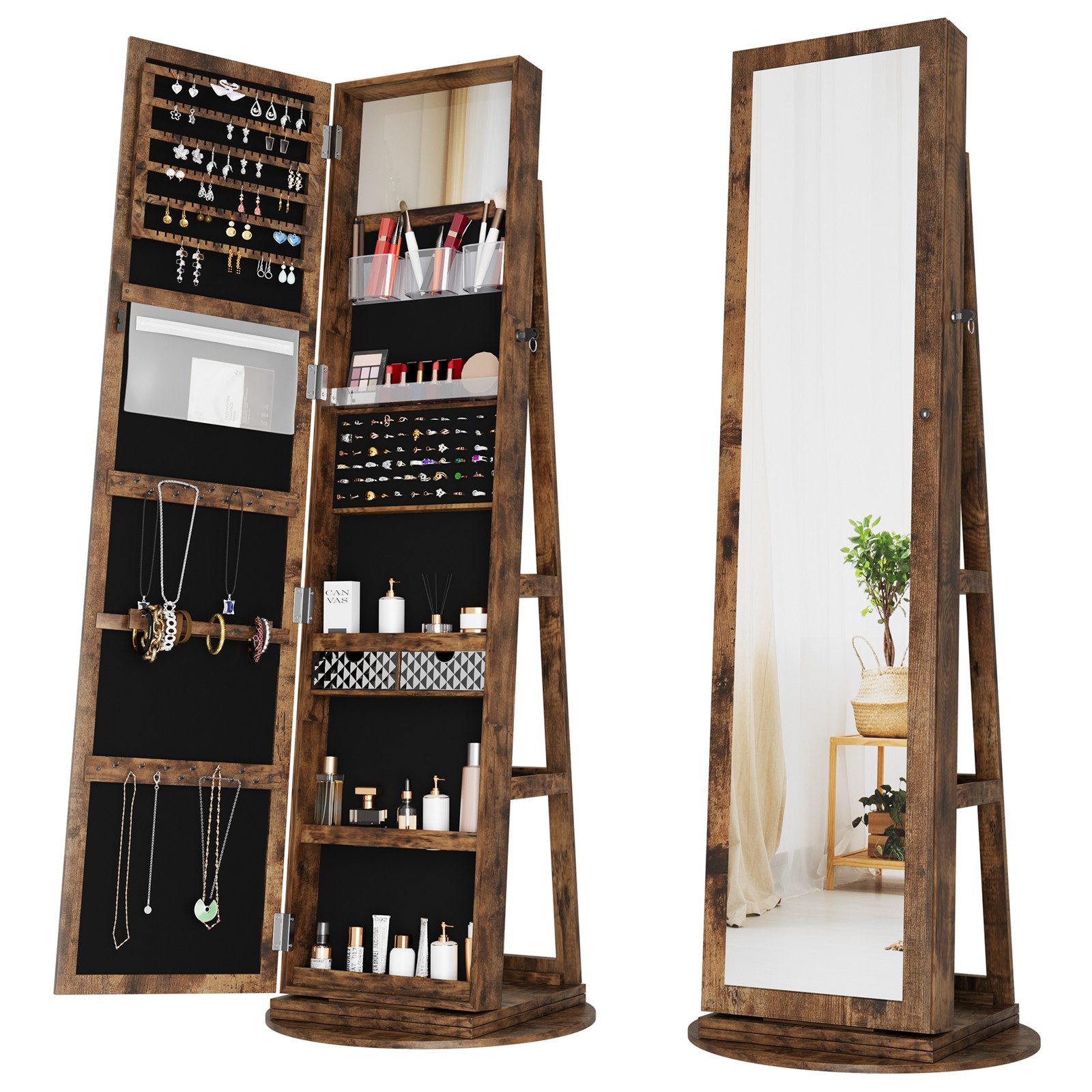 Dripex Schmuckschrank Schmuck Spiegelschrank mit Ganzkörperspiegel günstig online kaufen