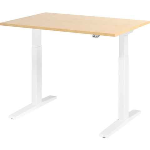 bümö Schreibtisch elektrisch XMKA - Arbeitshöhe: elektrisch höhenverstellbar, Rechteck: 120 x 80 cm - Dekor: Ahorn - Gestell: Weiß