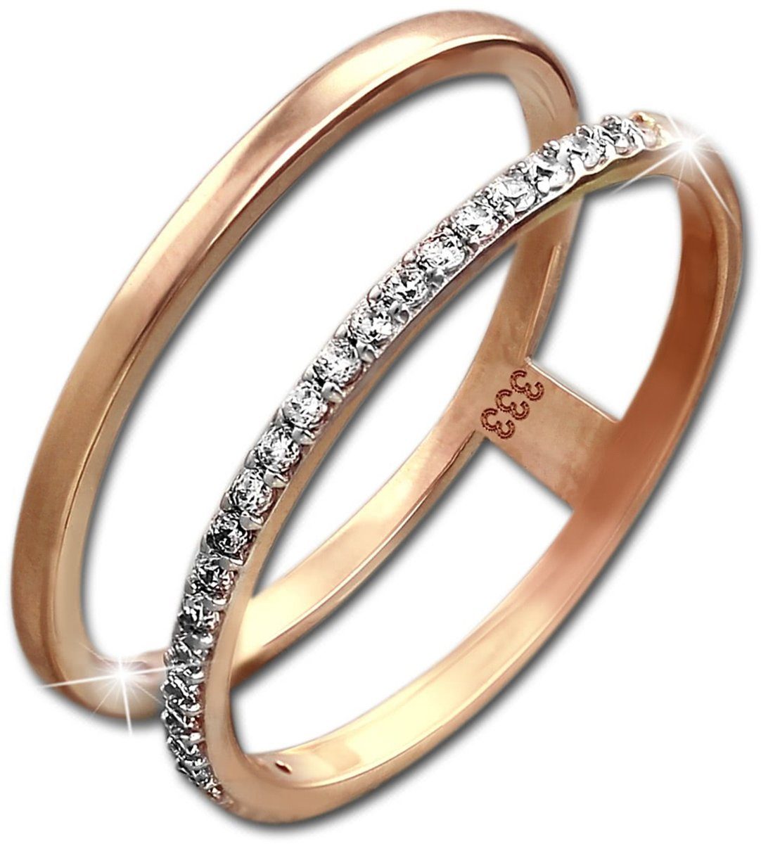 GoldDream Goldring GDR505EX GoldDream Doppel-Ring Gr.54-60 Gold 8K  (Fingerring), Damen Ring aus 333 Rosegold - 8 Karat, Farbe: rose, weiß