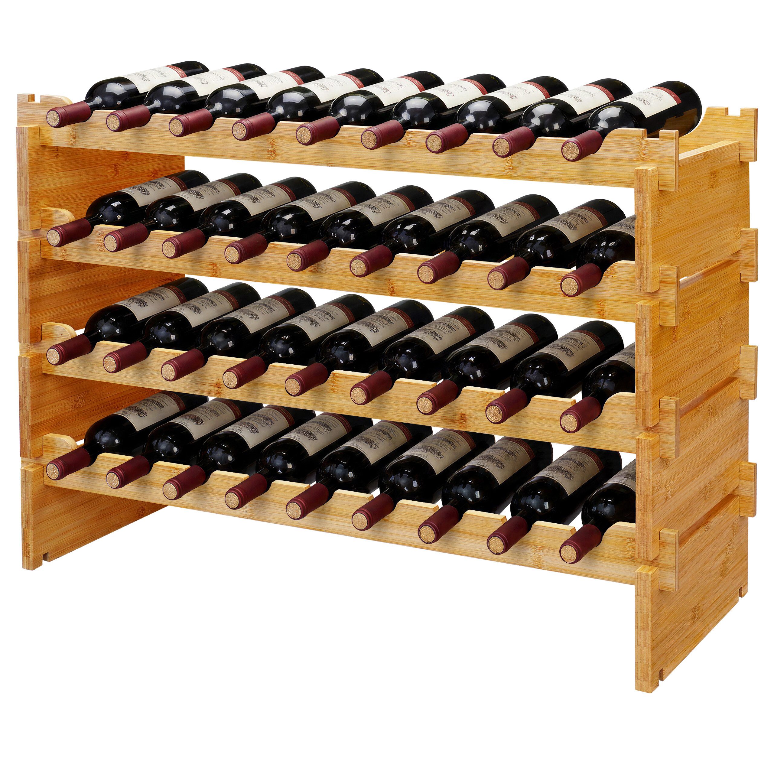 relaxdays Weinregal Stapelbar Weinregal Bambus, 1-tlg., natur, 36 Flaschen