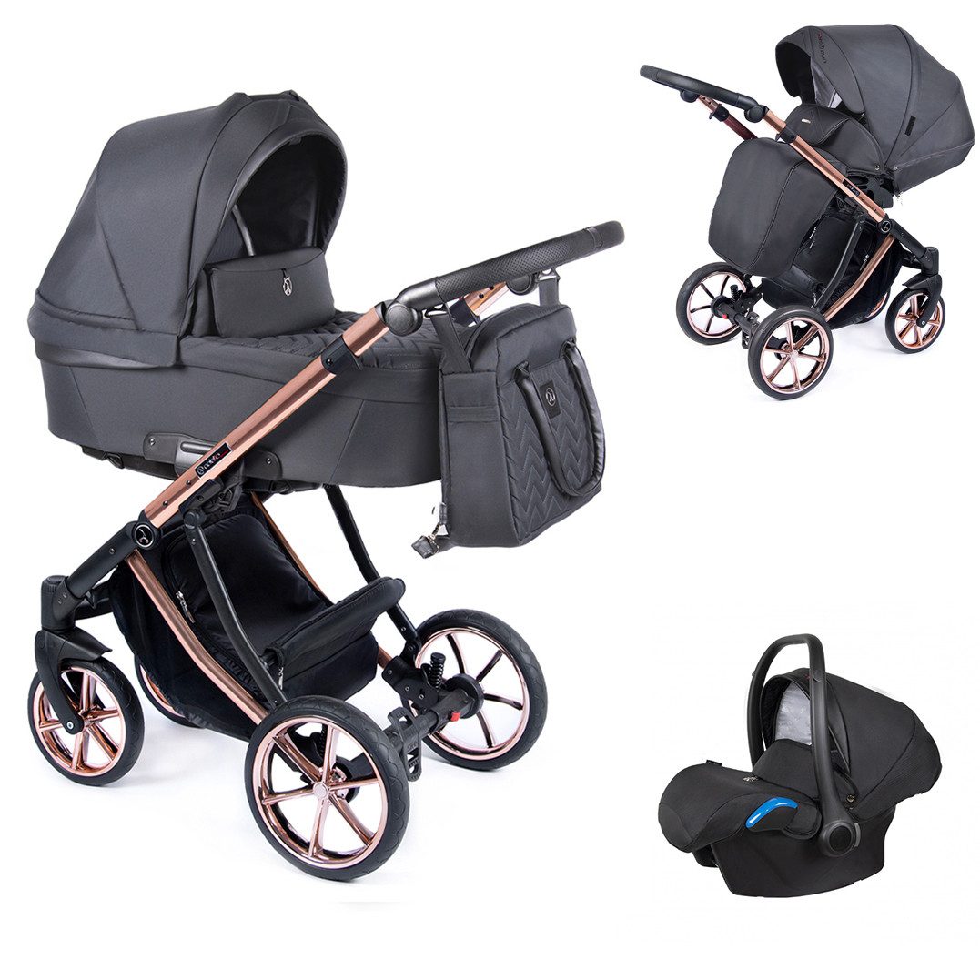 Kombi-Kinderwagen Dante 4 in 1 inkl. Sportsitz, Autositz und Zubehör in 12 Designs
