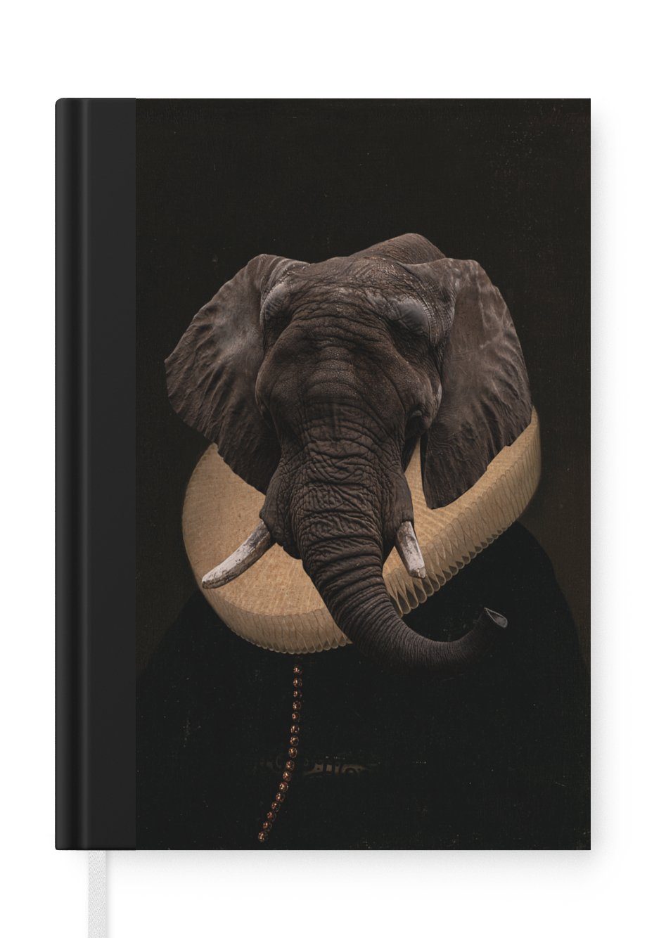 MuchoWow Notizbuch Alte Meister - Ölgemälde - Elefant, Journal, Merkzettel, Tagebuch, Notizheft, A5, 98 Seiten, Haushaltsbuch