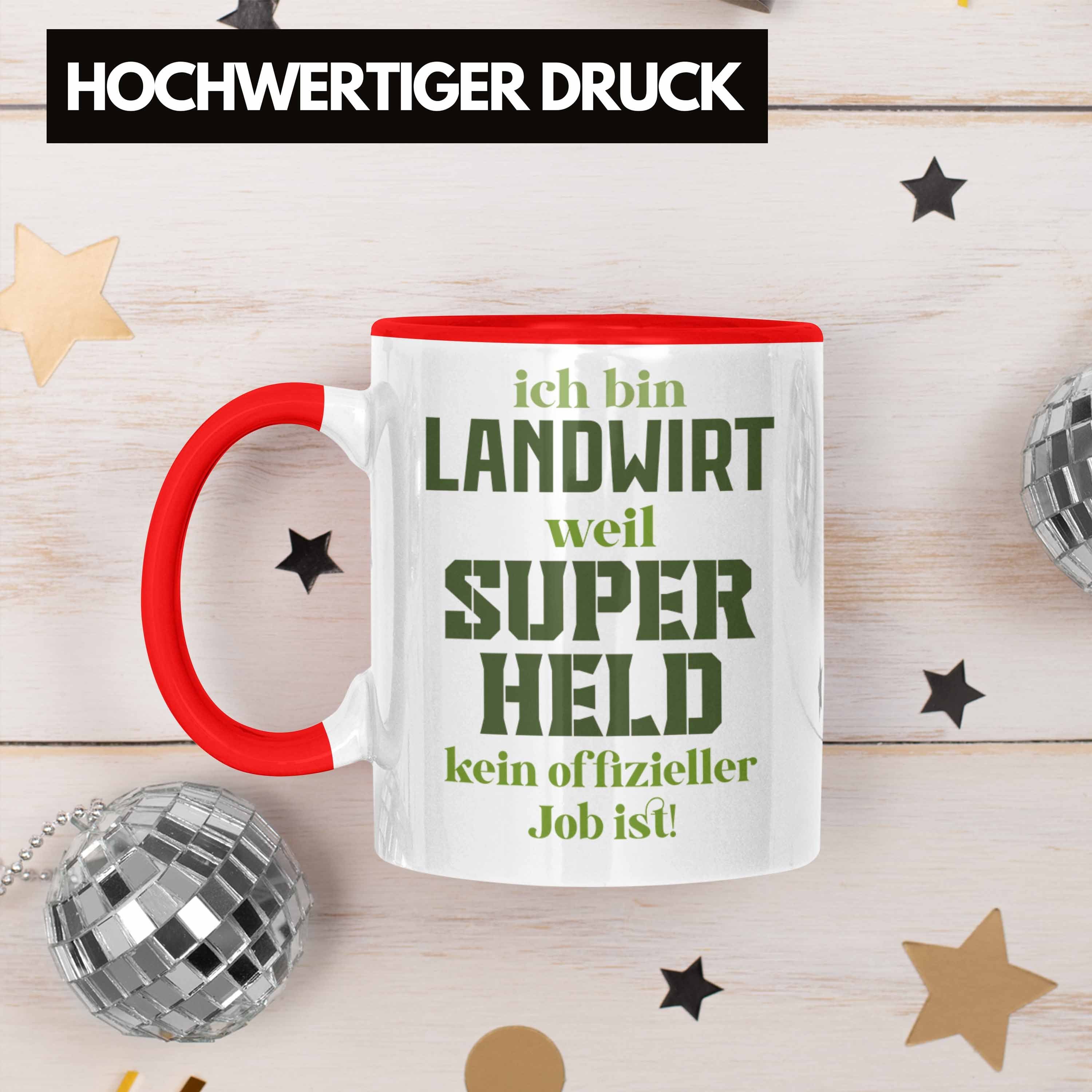 Tasse Landwirt Geschenke Tasse Kaffeetasse Trendation Traktor Rot Spruch Geschenk Superheld Trendation Landwirtschaft - für Männer