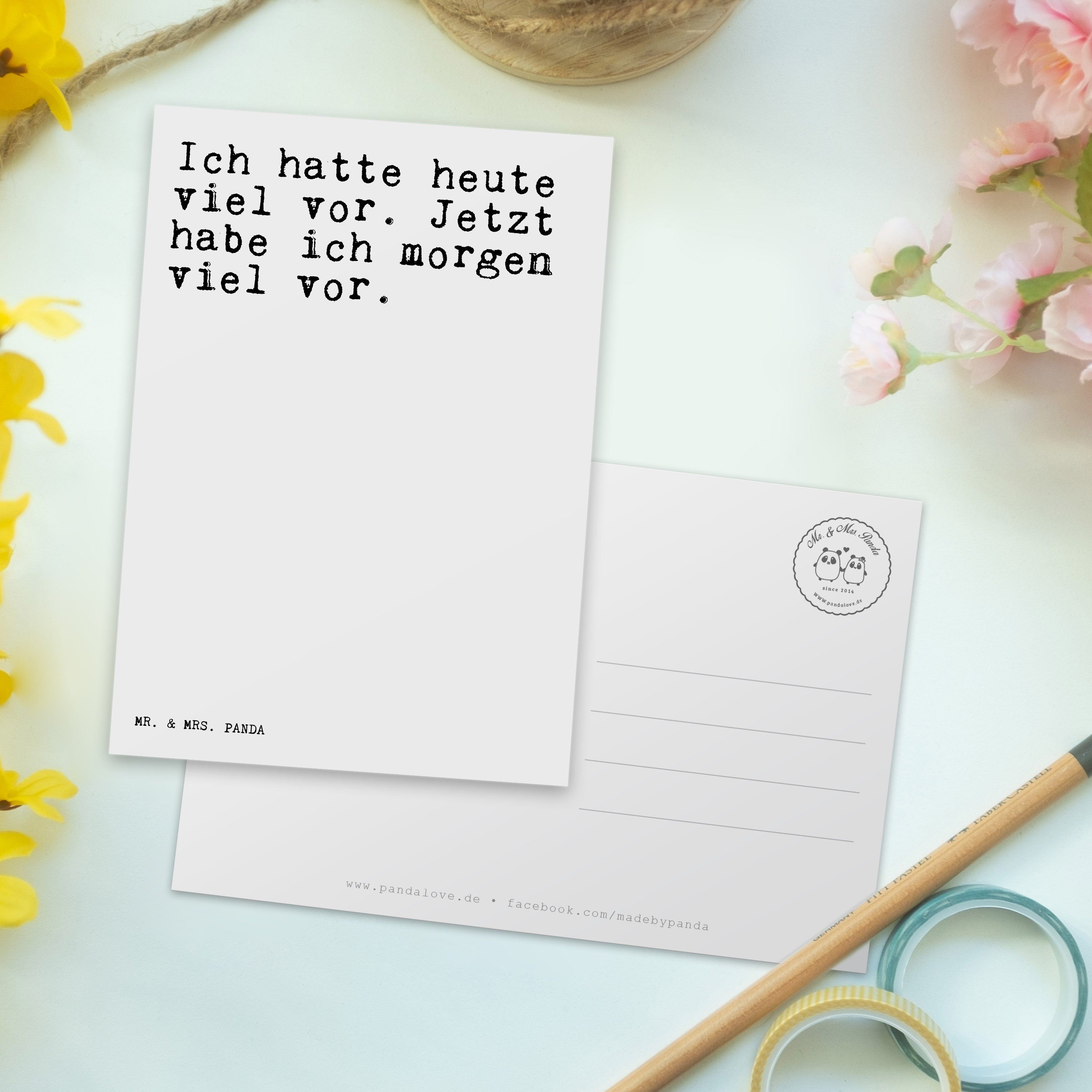 heute Spruch, Sp - Mr. hatte lustig, Geschenk, - Ich Postkarte viel... Weiß & Zitate, Panda Mrs.