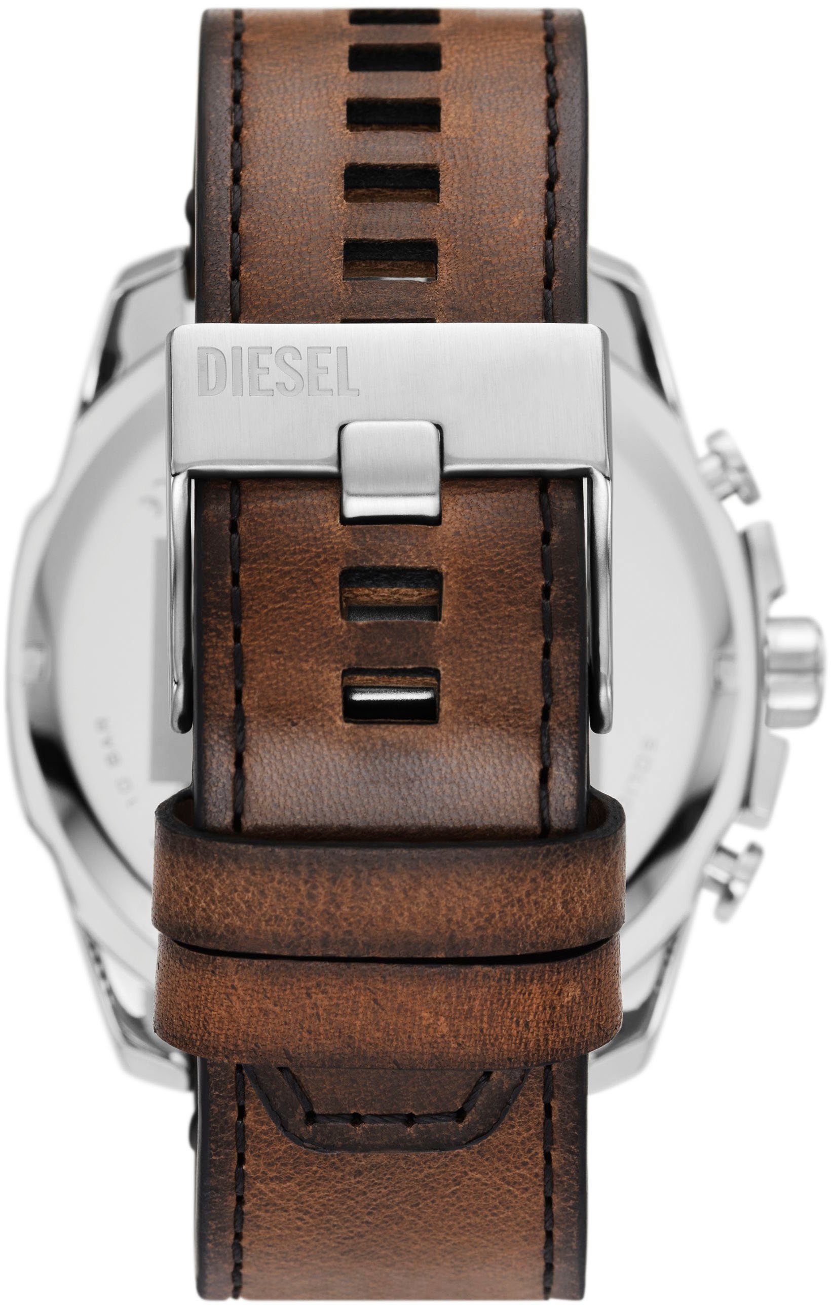 Diesel Chronograph MEGA CHIEF DZ4657, Quarzuhr, Armbanduhr, Herrenuhr, Stoppfunktion, Lederarmband