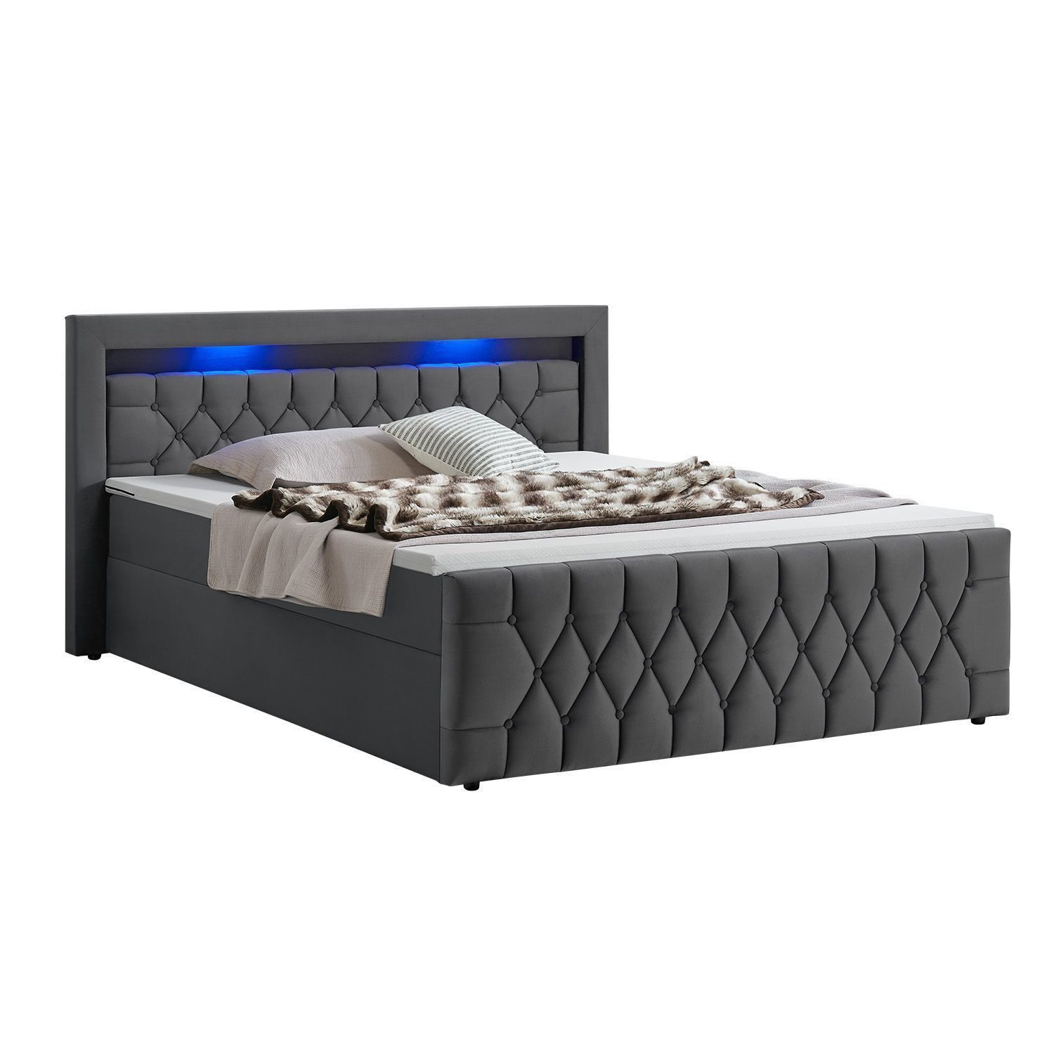 Juskys Polsterbett Leona, 180x200 cm, Boxspringbett-Optik, günstig online kaufen