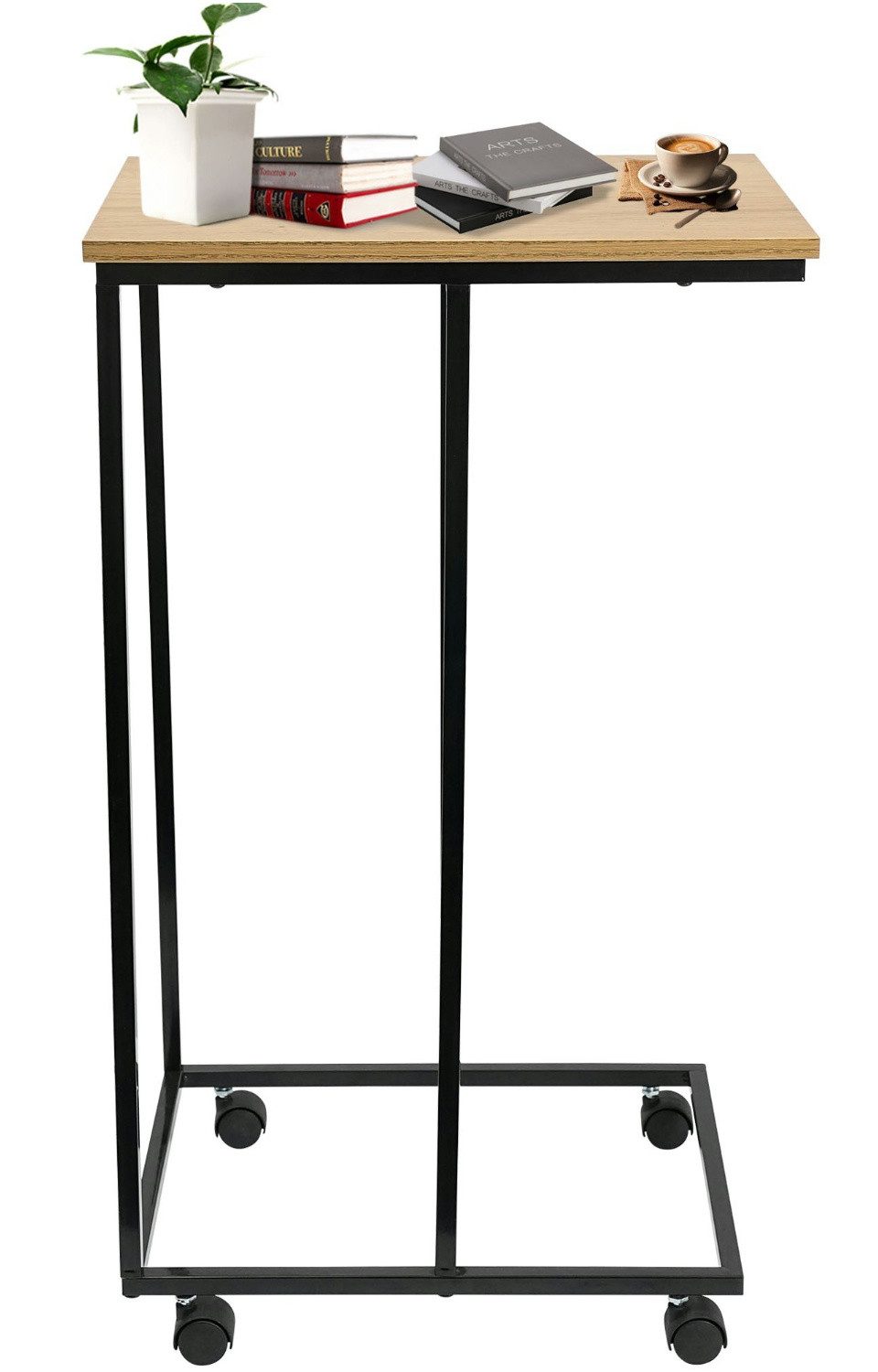 Simloveve Schminktisch mit LED-Beleuchtung Einstellbarer Helligkeit,mit Hocker,Kosmetiktisch, Wohnzimmertisch mit Metallgestell, für Kaffee und Laptop