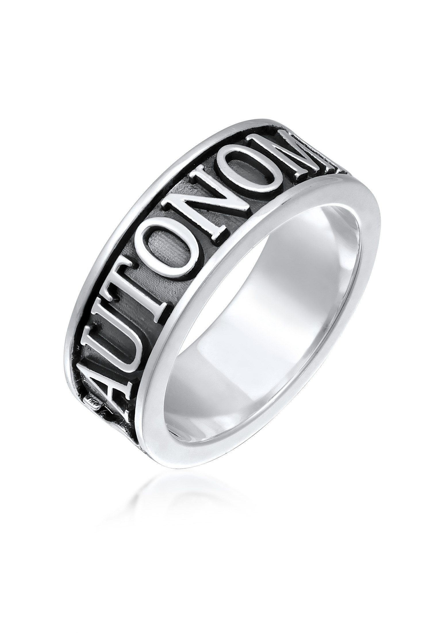 Silberring Herren Bandring Schriftzug 925 Silber oxidiert