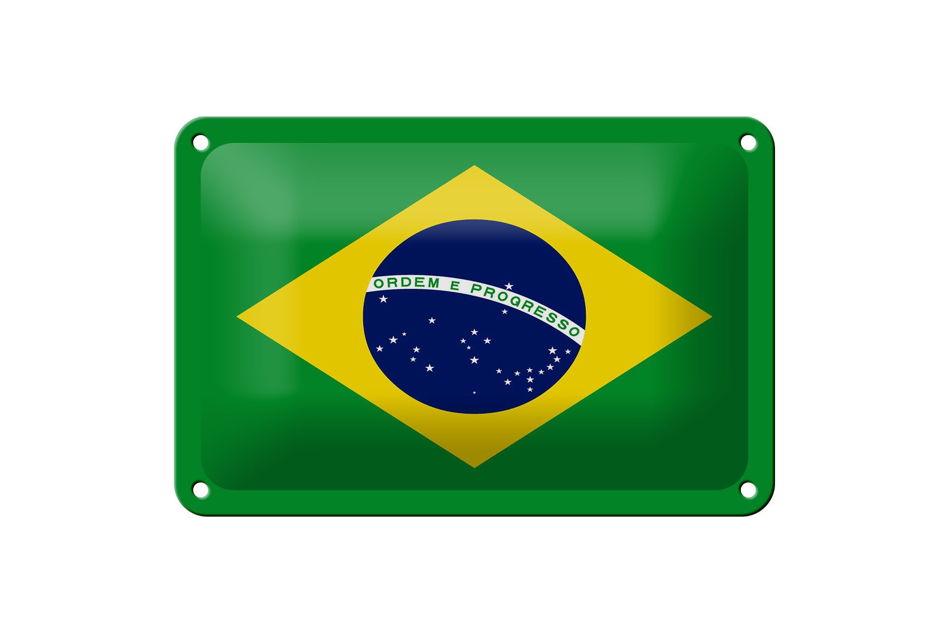 Femer GmbH Metallschild Flagge Brasiliens 18x12cm Flag of Brazil, (1 St), gewölbte Oberfläche, abgerundete Ecken, umgeschlagene Kanten